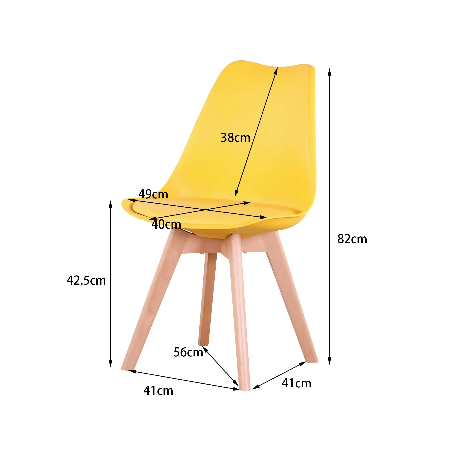 DEYARNA HOME Set di 8 Sedie da Pranzo Moderne Imbottite con Gambe in Legno di Faggio, Giallo - immagine 5