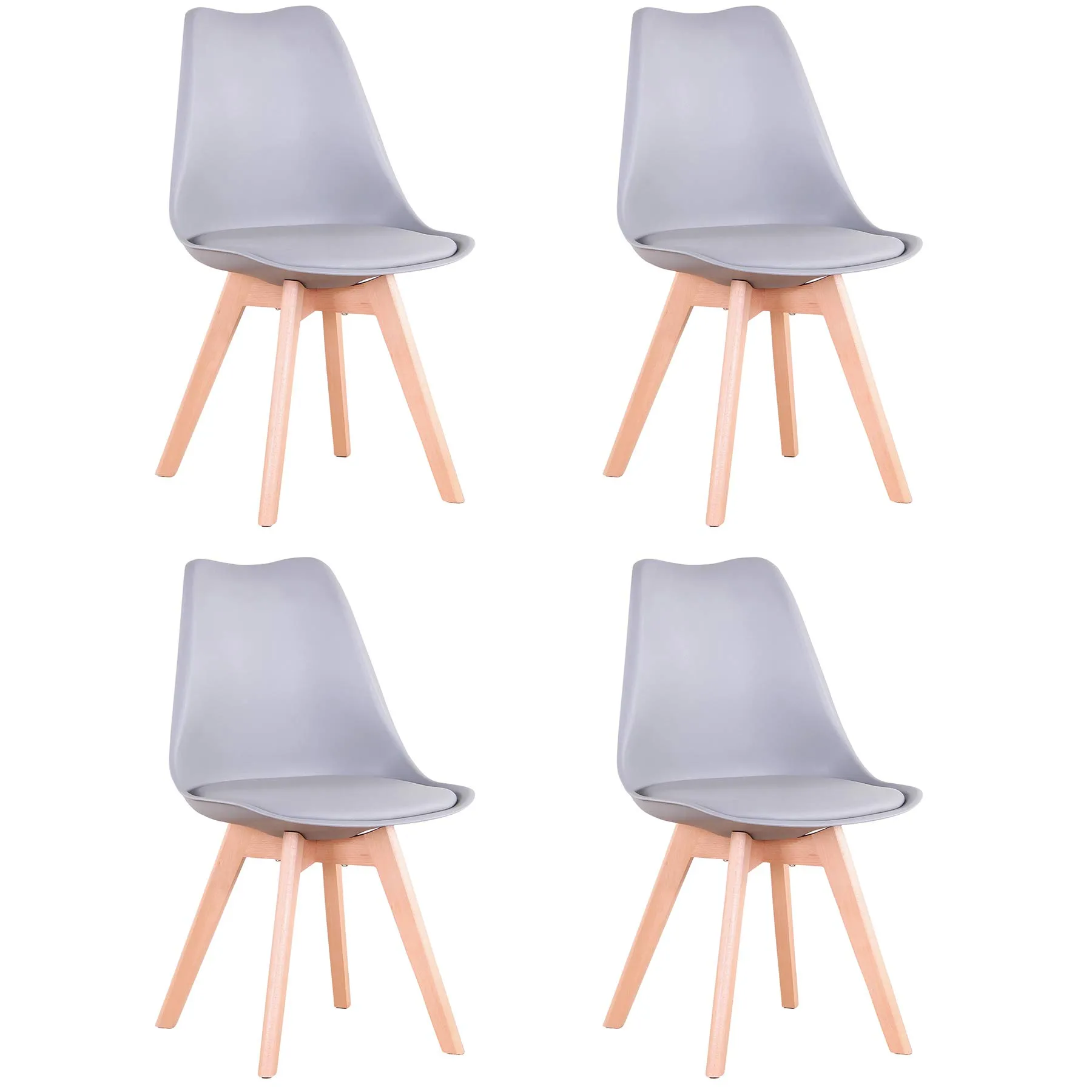 DEYARNA HOME Set di 4 Sedie da Pranzo Moderne Imbottite in Stile Scandinavo con Gambe in Legno di Faggio, Grigio - immagine 1