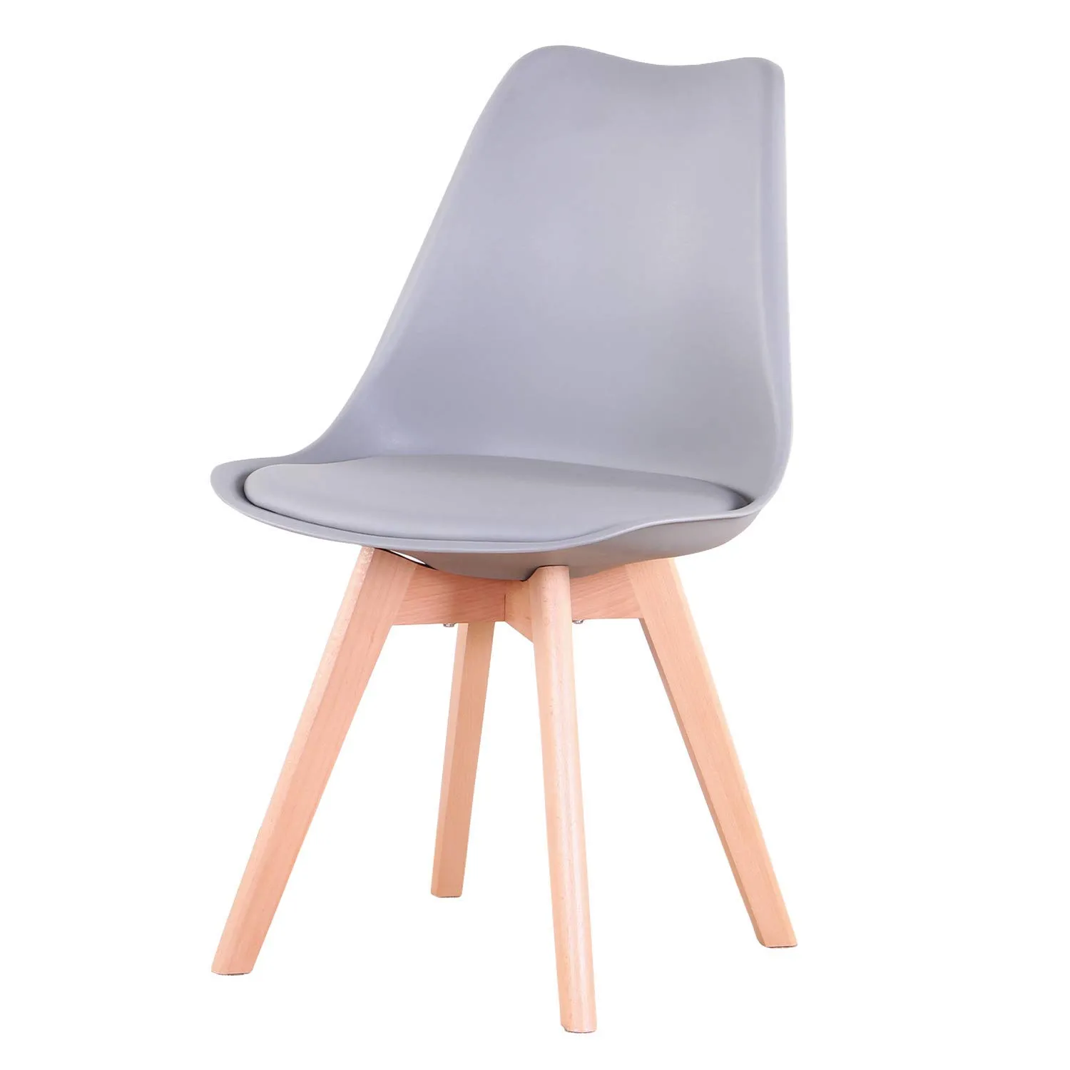 DEYARNA HOME Set di 4 Sedie da Pranzo Moderne Imbottite in Stile Scandinavo con Gambe in Legno di Faggio, Grigio - immagine 3