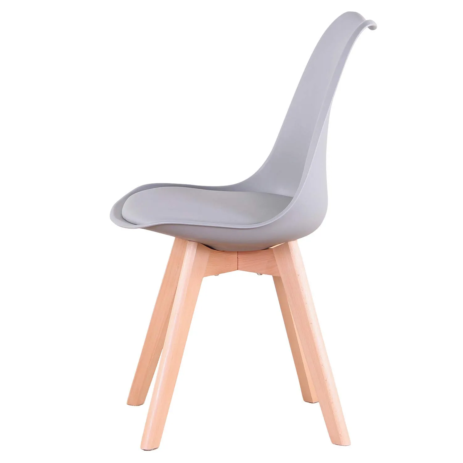 DEYARNA HOME Set di 4 Sedie da Pranzo Moderne Imbottite in Stile Scandinavo con Gambe in Legno di Faggio, Grigio - immagine 4