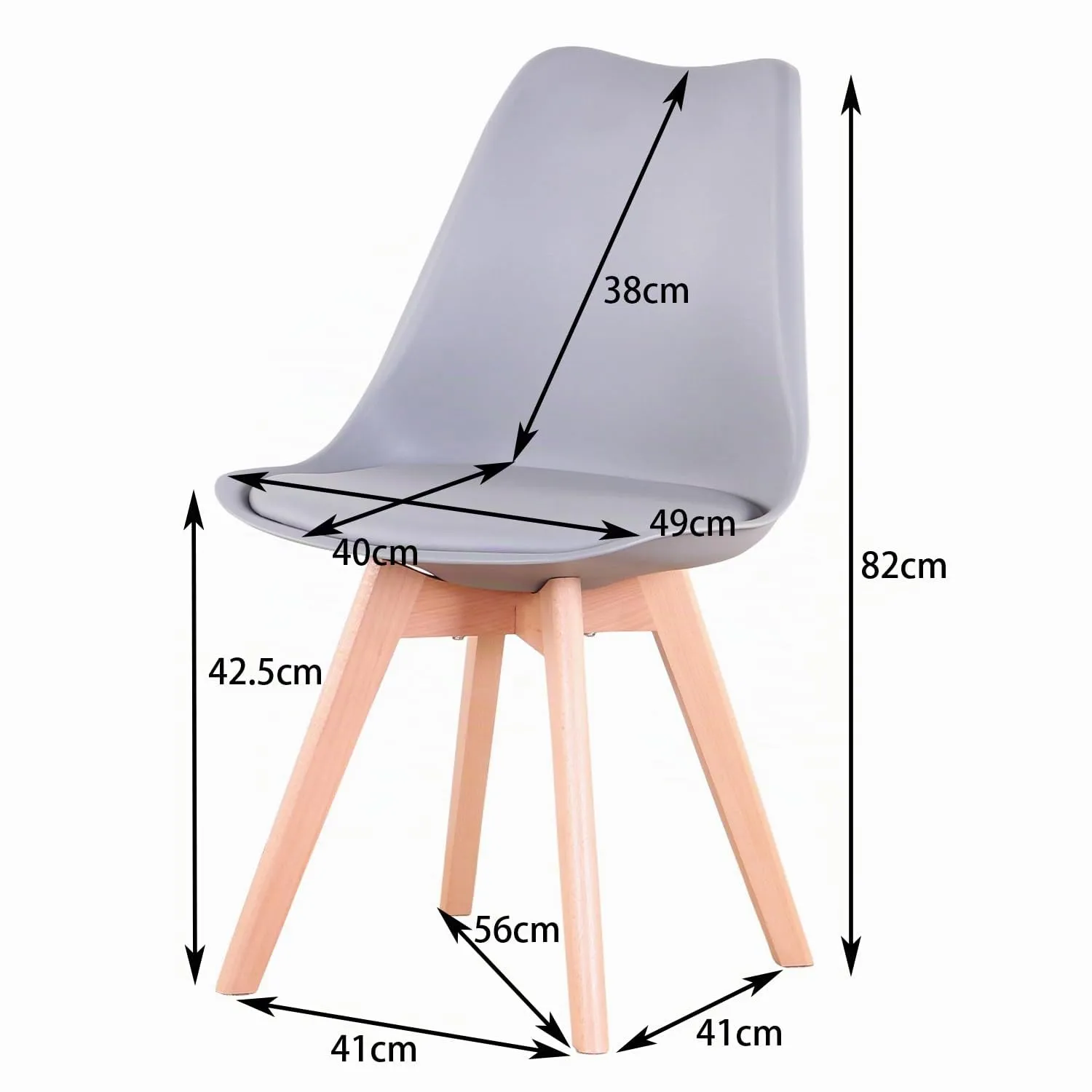 DEYARNA HOME Set di 4 Sedie da Pranzo Moderne Imbottite in Stile Scandinavo con Gambe in Legno di Faggio, Grigio - immagine 5
