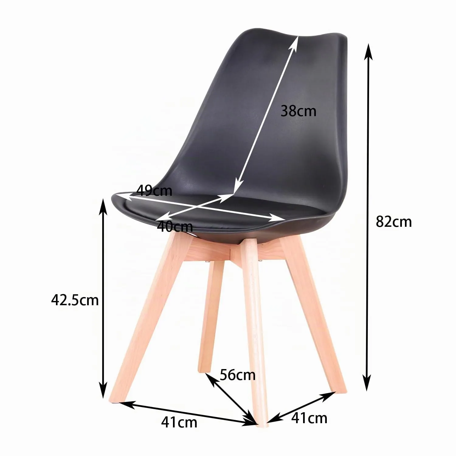 DEYARNA HOME Set di 6 Sedie da Pranzo Moderne, Imbottite, stile Scandinavo con Gambe in Legno di Faggio (Nero) - immagine 6