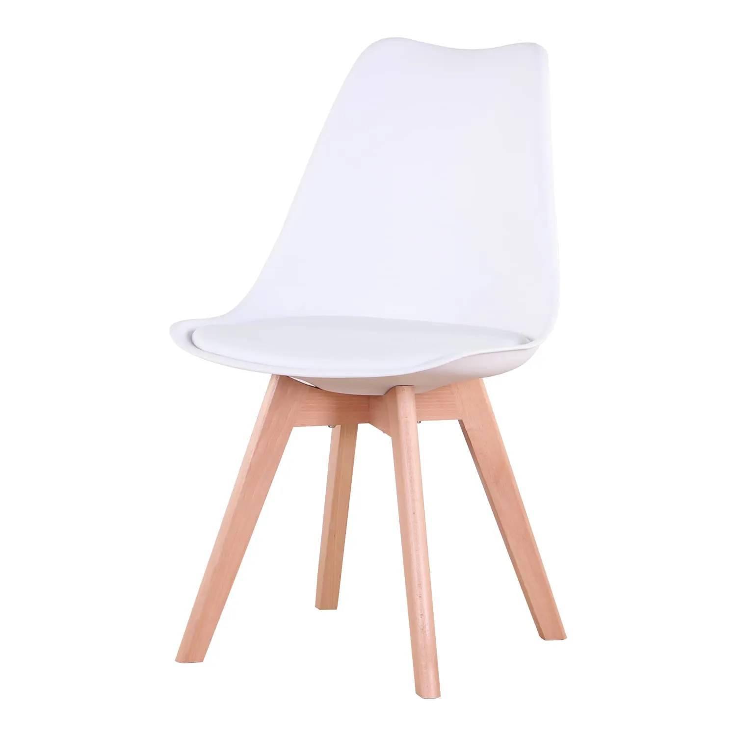 DEYARNA HOME Set di 8 Sedie da Pranzo Moderne Imbottite in Stile Scandinavo con Gambe in Legno di Faggio, Bianco - immagine 3