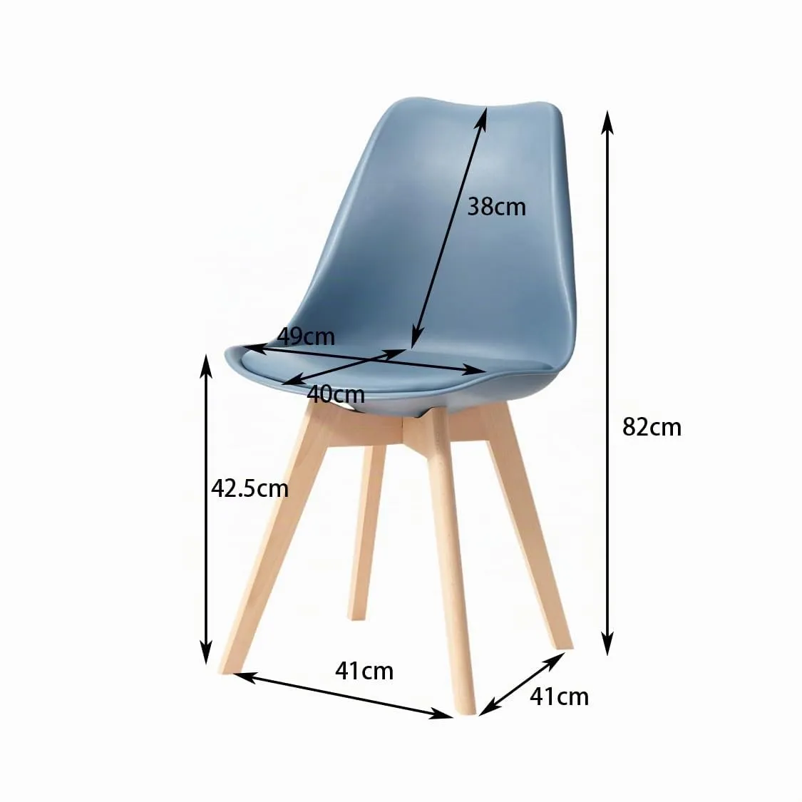 DEYARNA HOME Set di 6 Sedie da Pranzo Moderne Imbottite in Pelle PU con Gambe in Legno di Faggio, Blu Scuro - immagine 5