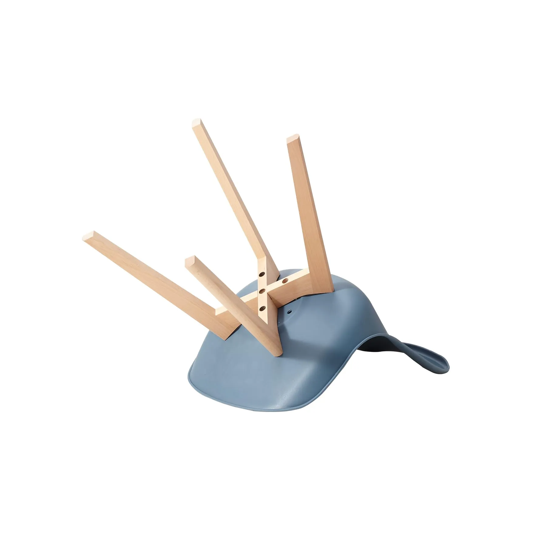 DEYARNA HOME Set di 6 Sedie da Pranzo Moderne Imbottite in Pelle PU con Gambe in Legno di Faggio, Blu Scuro - immagine 6