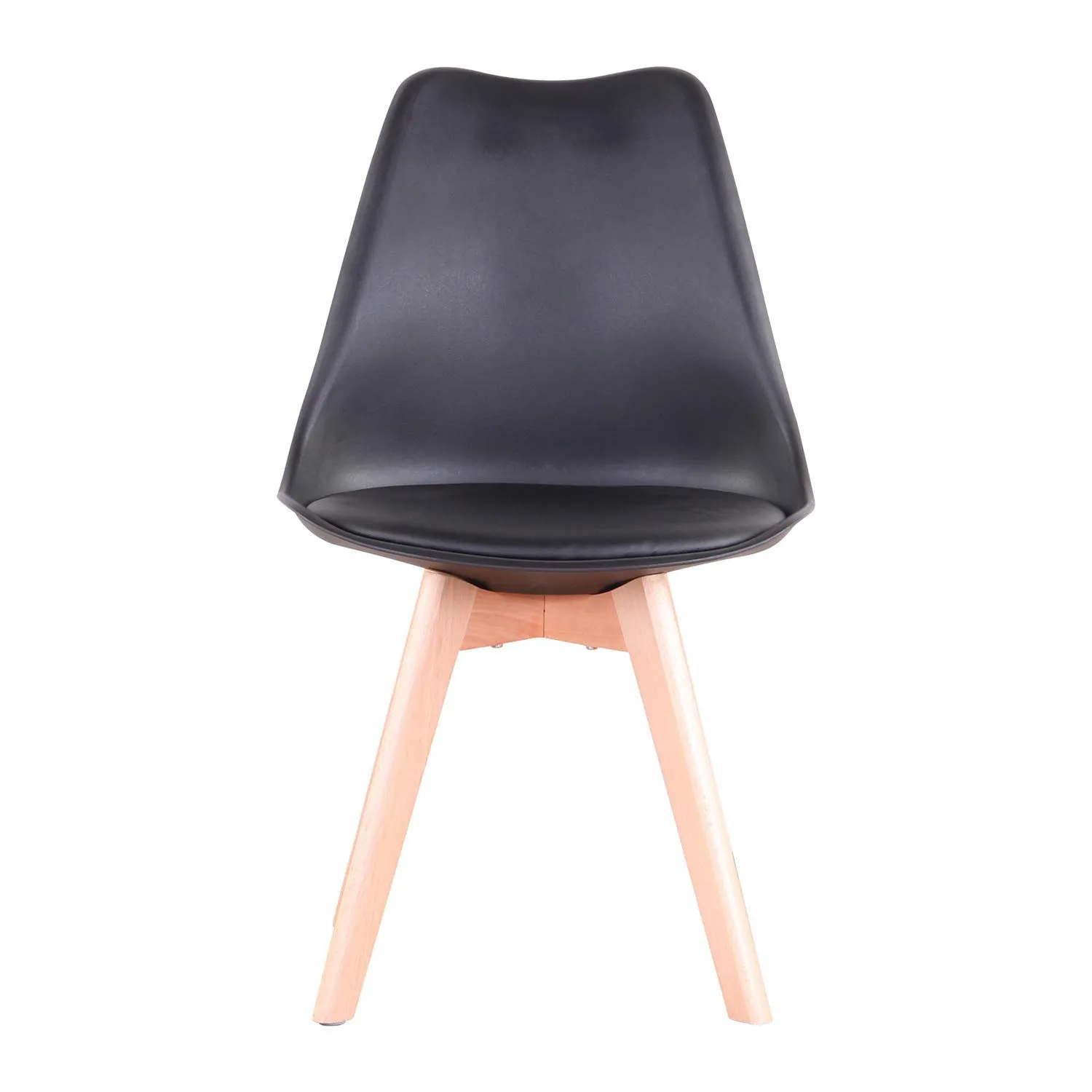 DEYARNA HOME Set di 4 Sedie da Pranzo Moderne Imbottite in Pelle PU, Sedie da Cucina Scandinave con Gambe in Legno di Faggio (Nero) - immagine 2