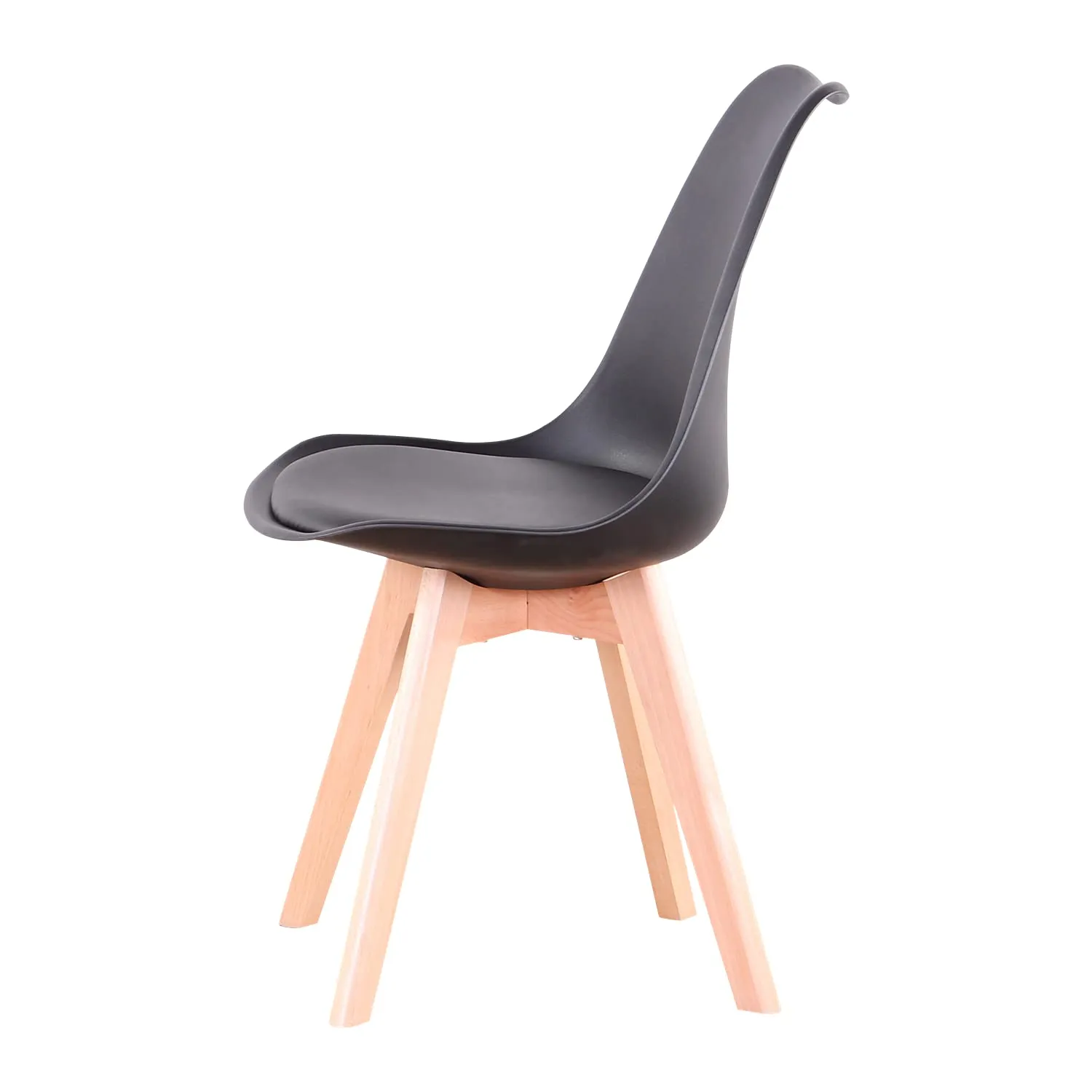 DEYARNA HOME Set di 4 Sedie da Pranzo Moderne Imbottite in Pelle PU, Sedie da Cucina Scandinave con Gambe in Legno di Faggio (Nero) - immagine 4