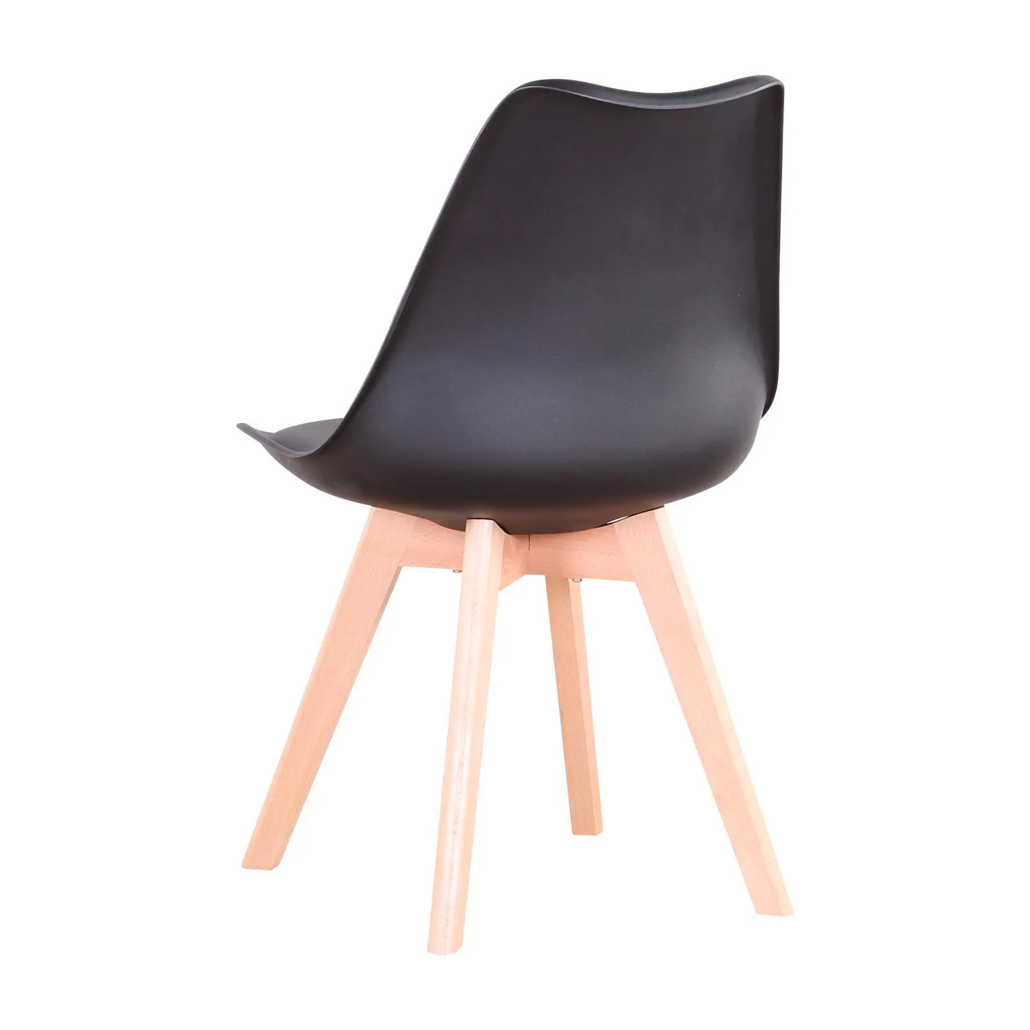 DEYARNA HOME Set di 4 Sedie da Pranzo Moderne Imbottite in Pelle PU, Sedie da Cucina Scandinave con Gambe in Legno di Faggio (Nero) - immagine 9