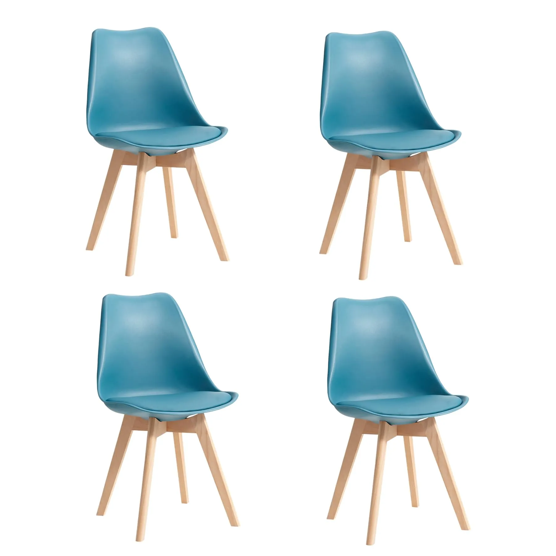 DEYARNA HOME Set di 4 Sedie da Pranzo Moderne in Pelle PU e Legno di Faggio, Verde Scuro - immagine 1