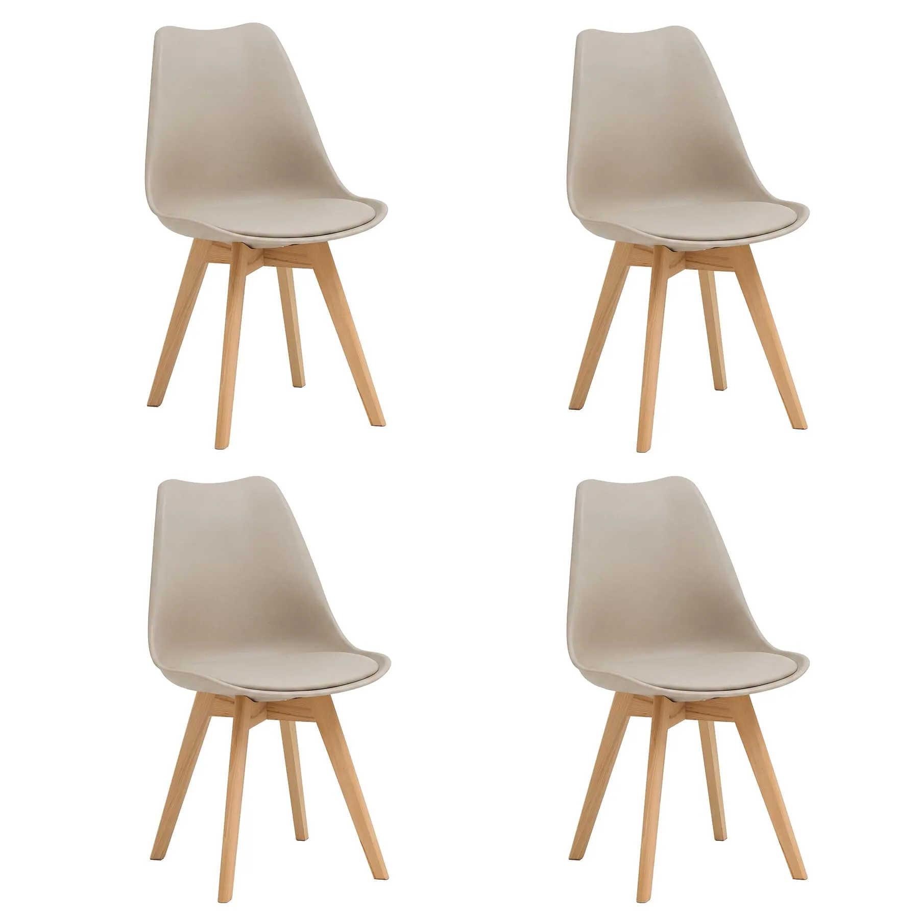 DEYARNA HOME Set di 4 Sedie da Pranzo Moderne Imbottite in Pelle PU con Gambe in Legno di Faggio, Marrone - immagine 1