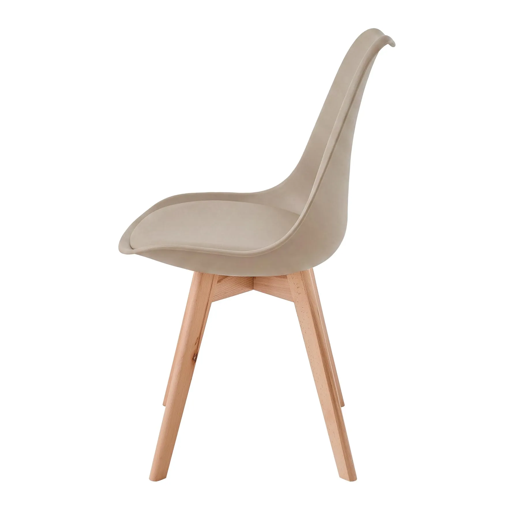 DEYARNA HOME Set di 4 Sedie da Pranzo Moderne Imbottite in Pelle PU con Gambe in Legno di Faggio, Marrone - immagine 4