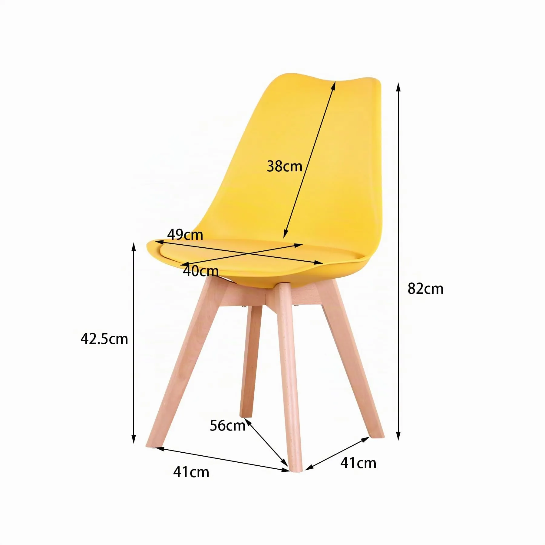 DEYARNA HOME Set di 4 Sedie da Pranzo Moderne Imbottite Scandinave con Gambe in Legno di Faggio, Giallo - immagine 5