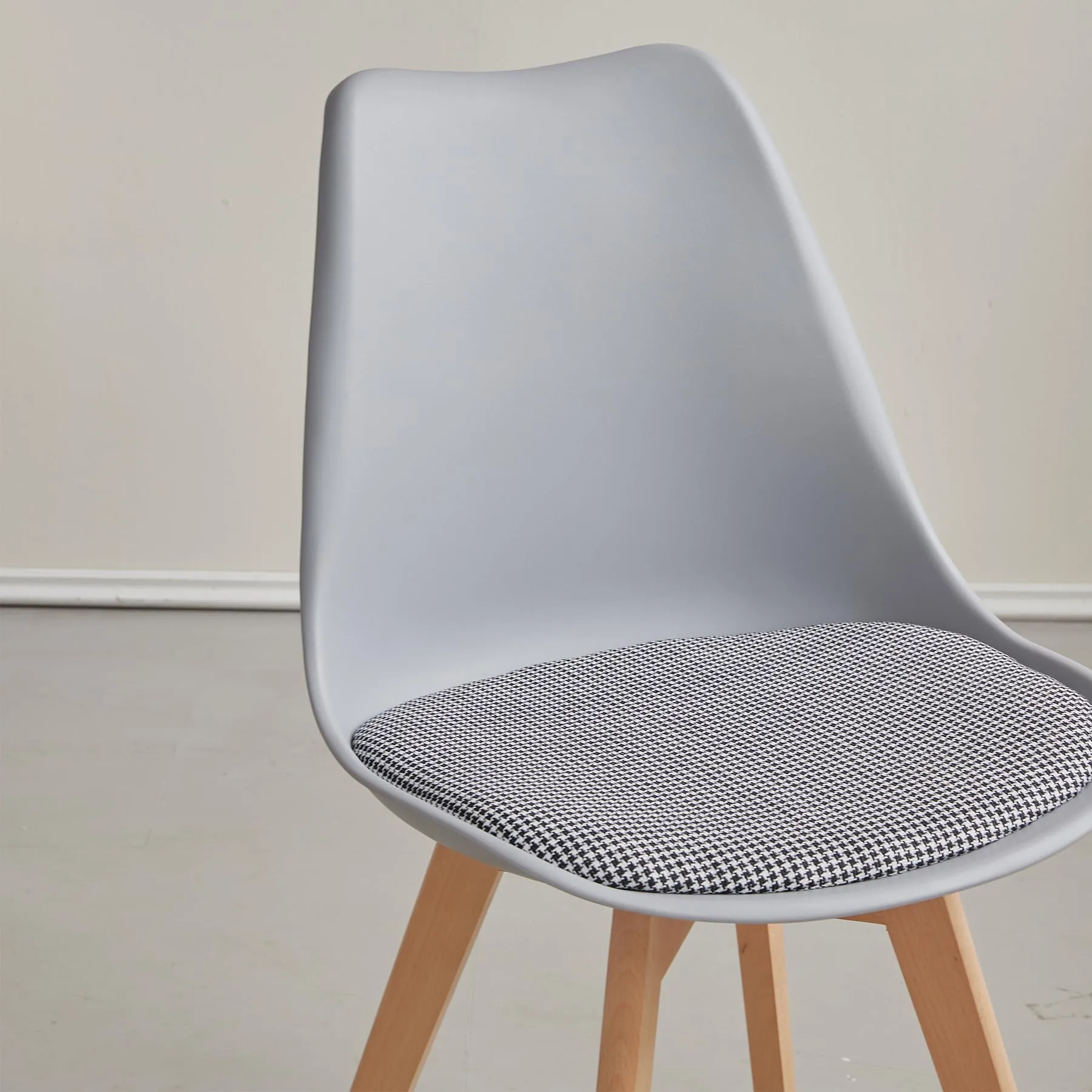 DEYARNA HOME Set di 8 Sedie da Pranzo Moderne in Tessuto Imbottito con Gambe in Legno di Faggio, Grigio - immagine 7