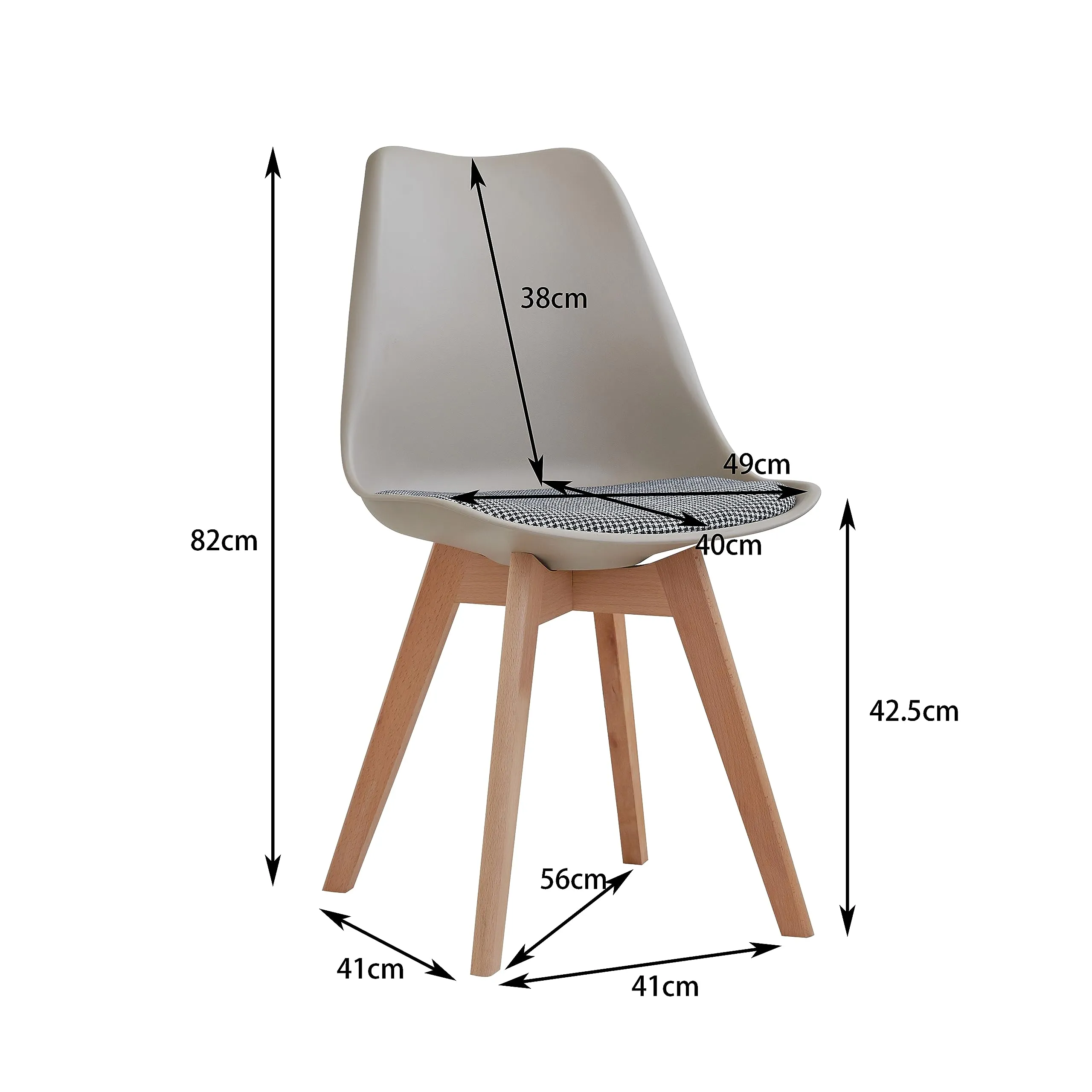 DEYARNA HOME Set di 6 Sedie da Pranzo Moderne in Tessuto Imbottito con Gambe in Legno di Faggio, Marrone - immagine 6