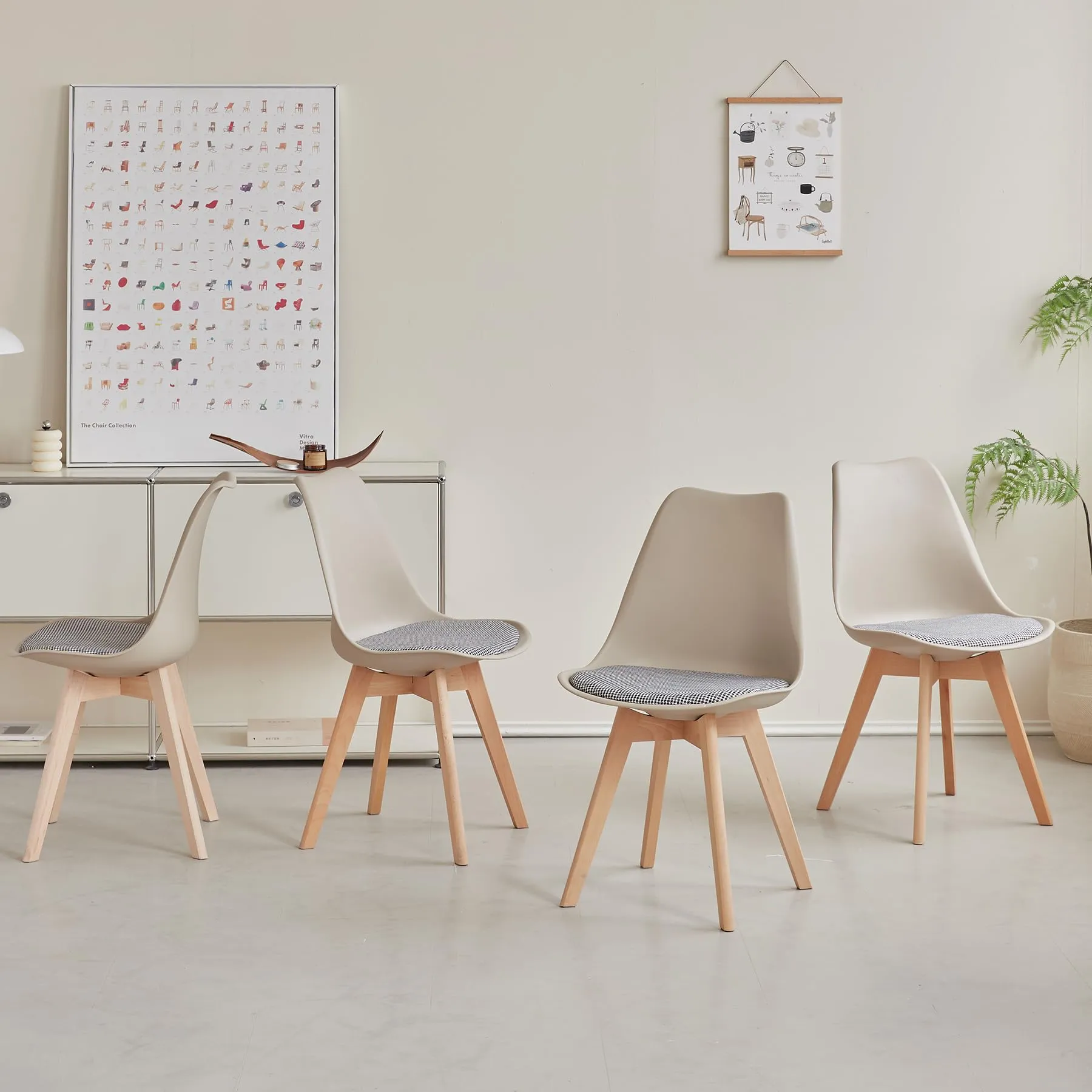 DEYARNA HOME Set di 6 Sedie da Pranzo Moderne in Tessuto Imbottito con Gambe in Legno di Faggio, Marrone - immagine 9