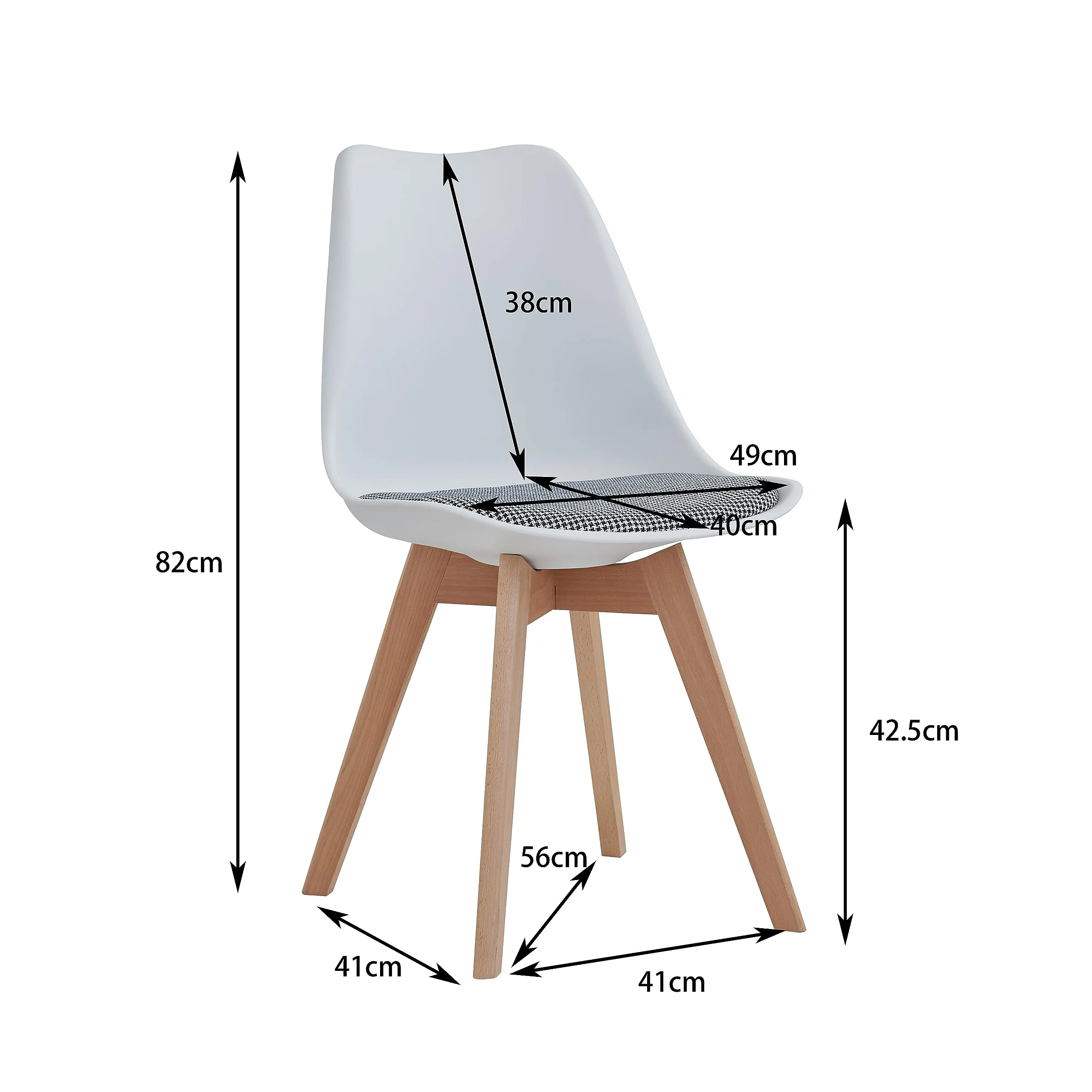 DEYARNA HOME Set di 6 Sedie da Pranzo Moderne, Tessuto Imbottito, Gambe in Legno di Faggio (Bianco) - immagine 7