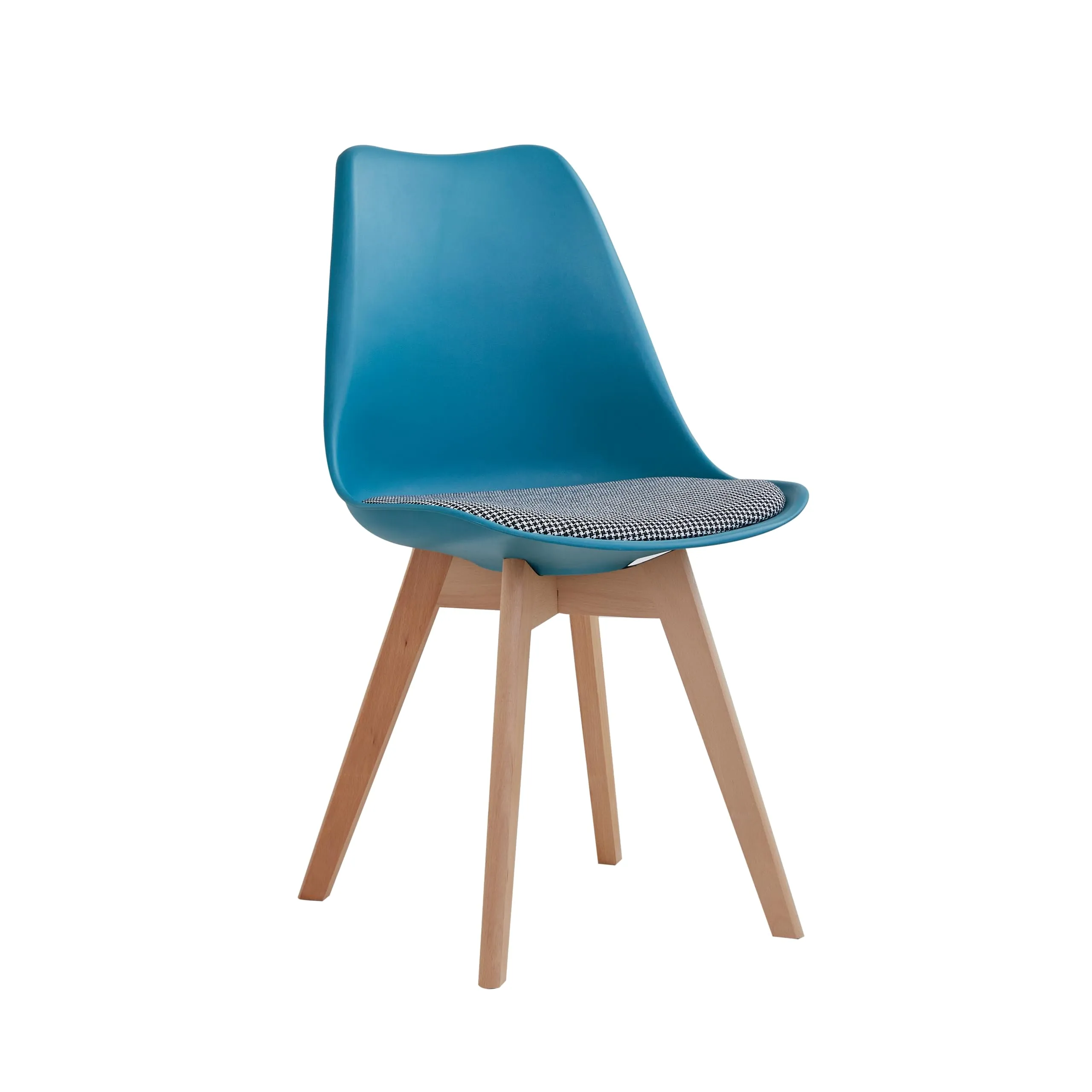 DEYARNA HOME Set di 4 Sedie da Pranzo Moderne in Tessuto Imbottito con Gambe in Legno di Faggio, Verde Scuro - immagine 5