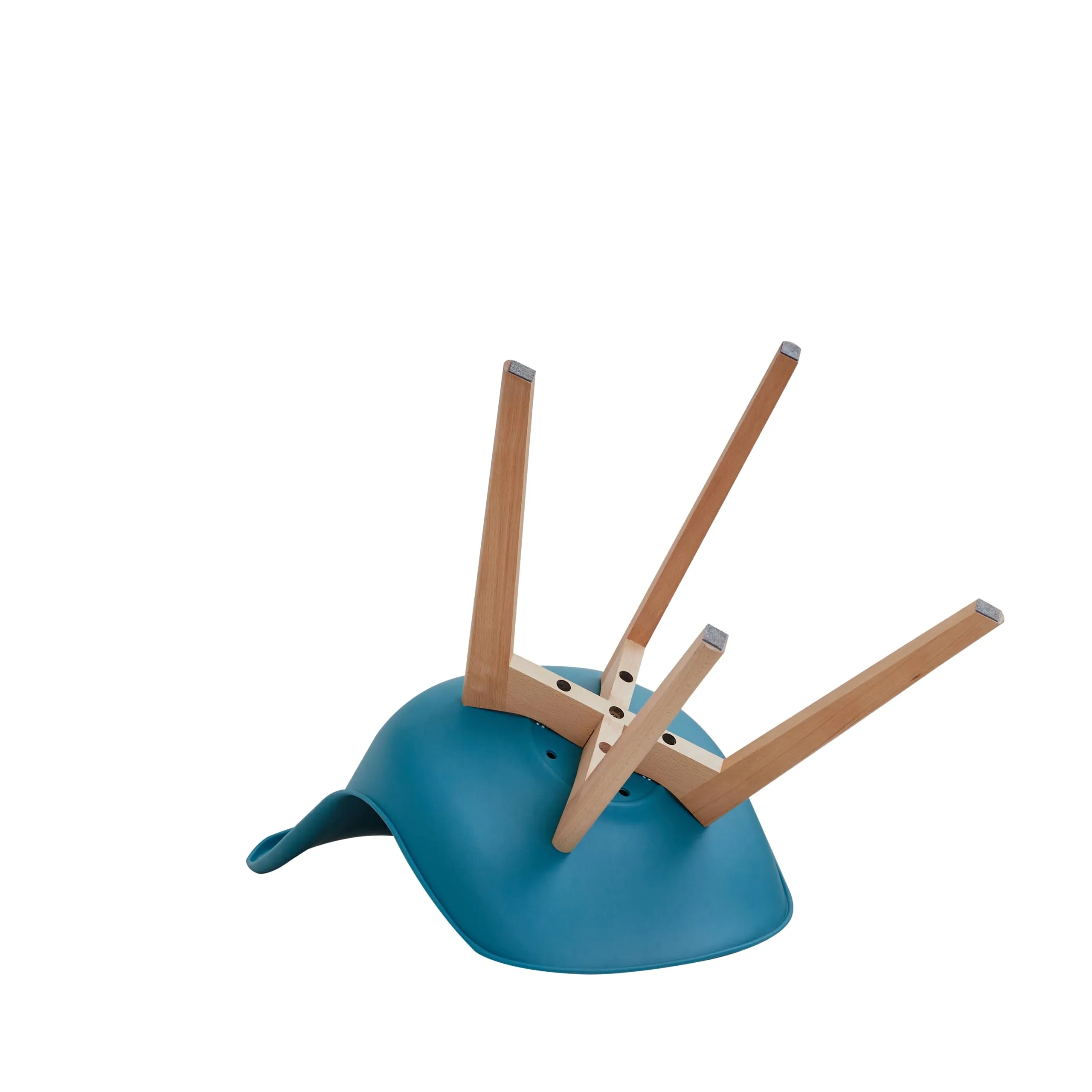 DEYARNA HOME Set di 4 Sedie da Pranzo Moderne in Tessuto Imbottito con Gambe in Legno di Faggio, Verde Scuro - immagine 6