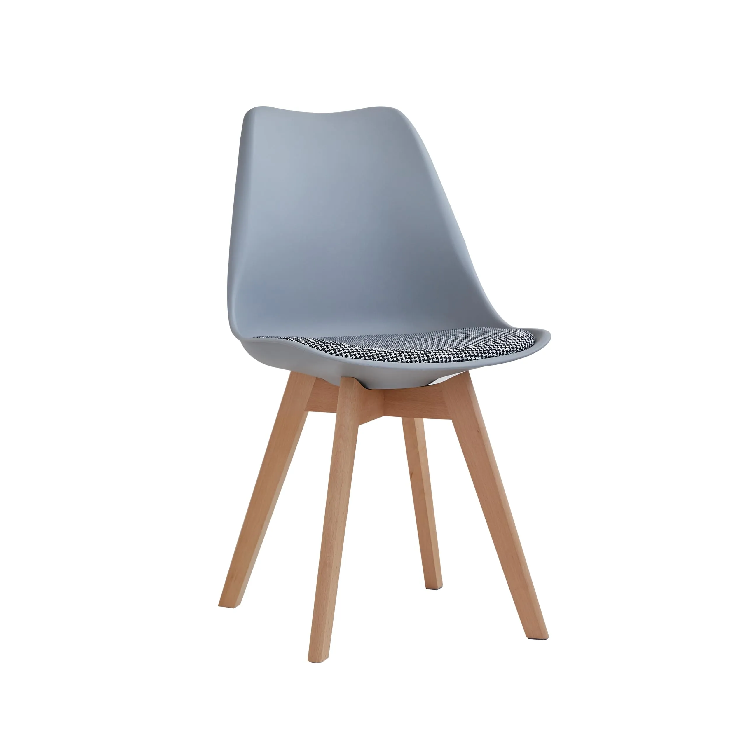 DEYARNA HOME Set di 4 Sedie da Pranzo Moderne in Tessuto Imbottito con Gambe in Legno di Faggio, Grigio - immagine 3