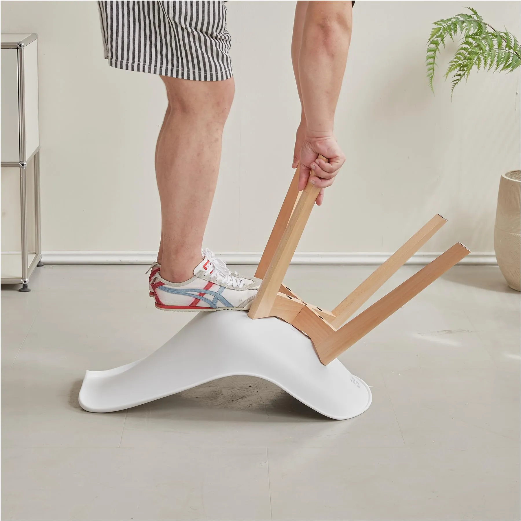 DEYARNA HOME Set di 8 Sedie da Pranzo Moderne in Tessuto Imbottito con Gambe in Legno di Faggio, Bianco - immagine 7