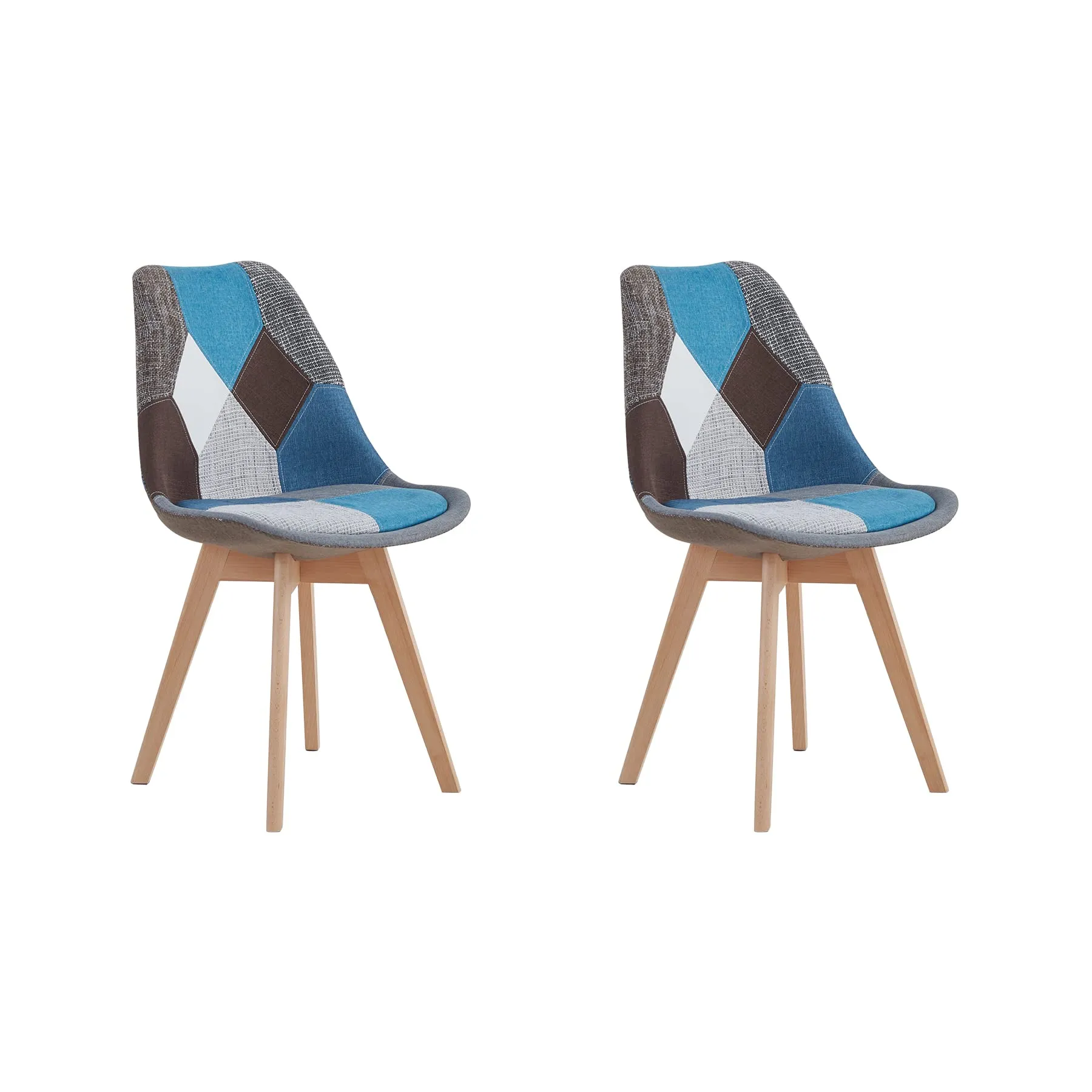 DEYARNA HOME Set di 2 Sedie da Pranzo in Lino Imbottite, Blu - immagine 1