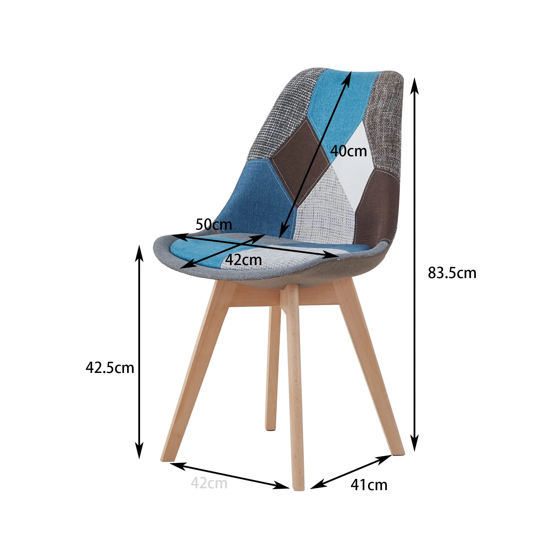 DEYARNA HOME Set di 2 Sedie da Pranzo in Lino Imbottite, Blu - immagine 7