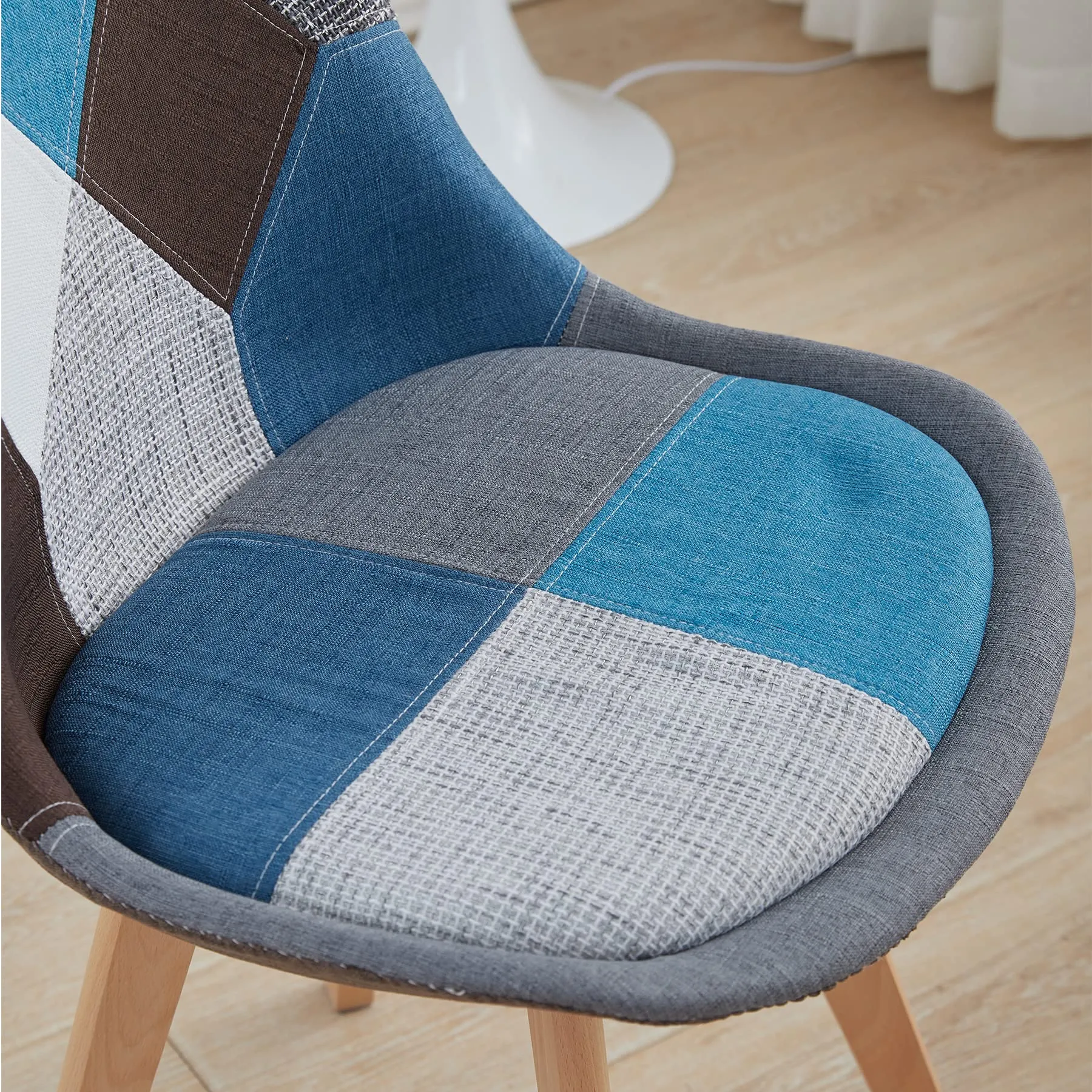 DEYARNA HOME Set di 2 Sedie da Pranzo in Lino Imbottite, Blu - immagine 9