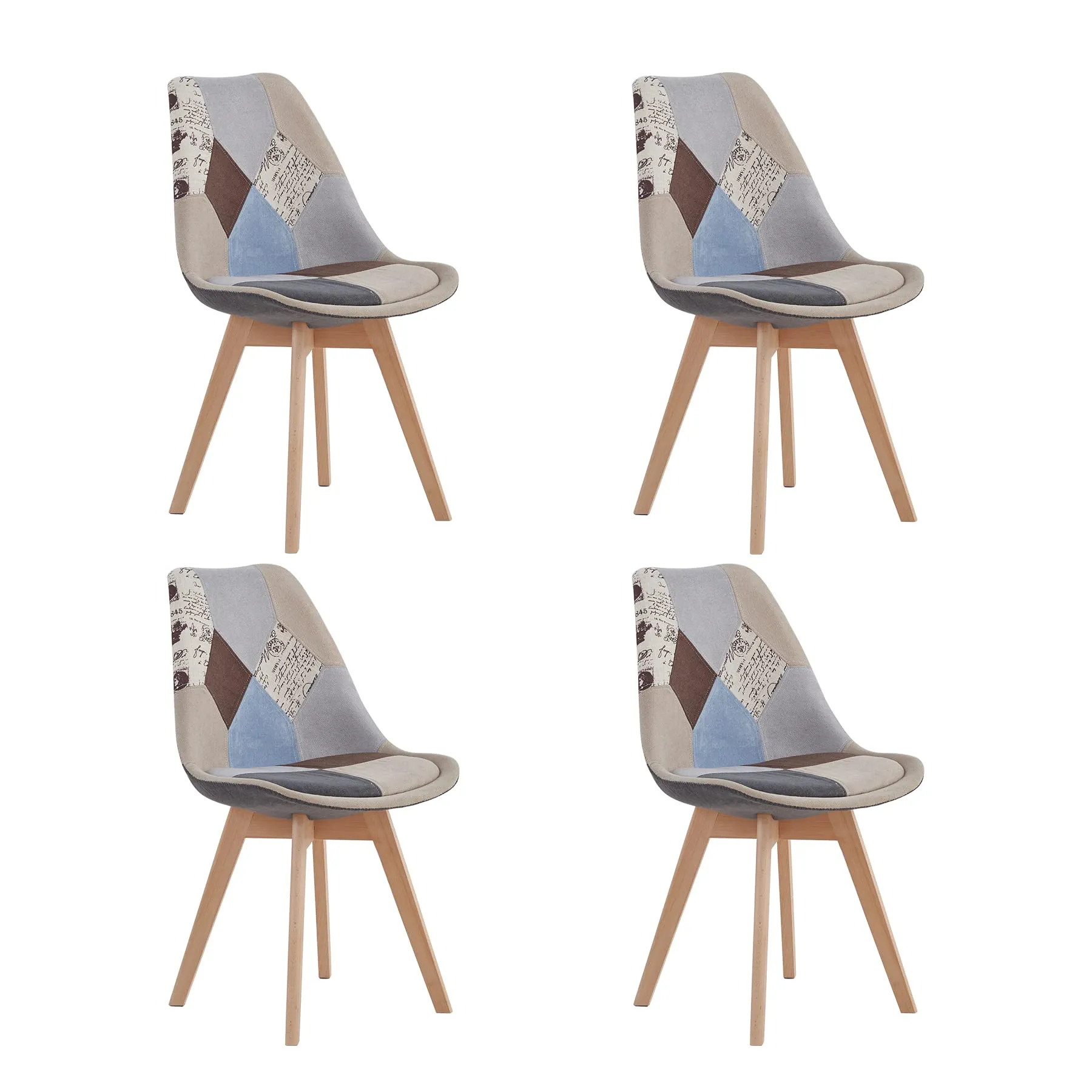 DEYARNA HOME Set di 4 Sedie da Pranzo Imbottite in Lino, Grigio - immagine 1