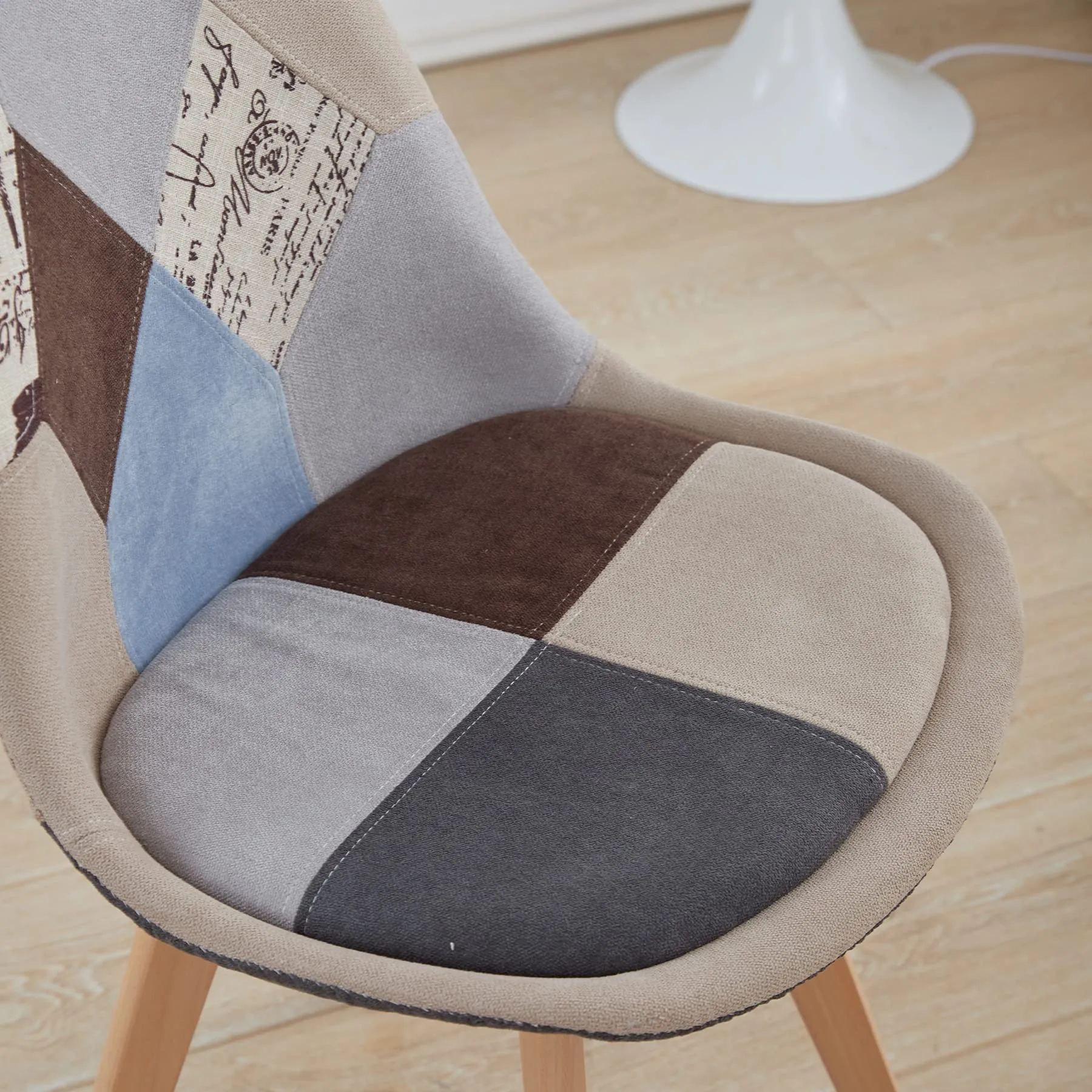 DEYARNA HOME Set di 4 Sedie da Pranzo Imbottite in Lino, Grigio - immagine 9