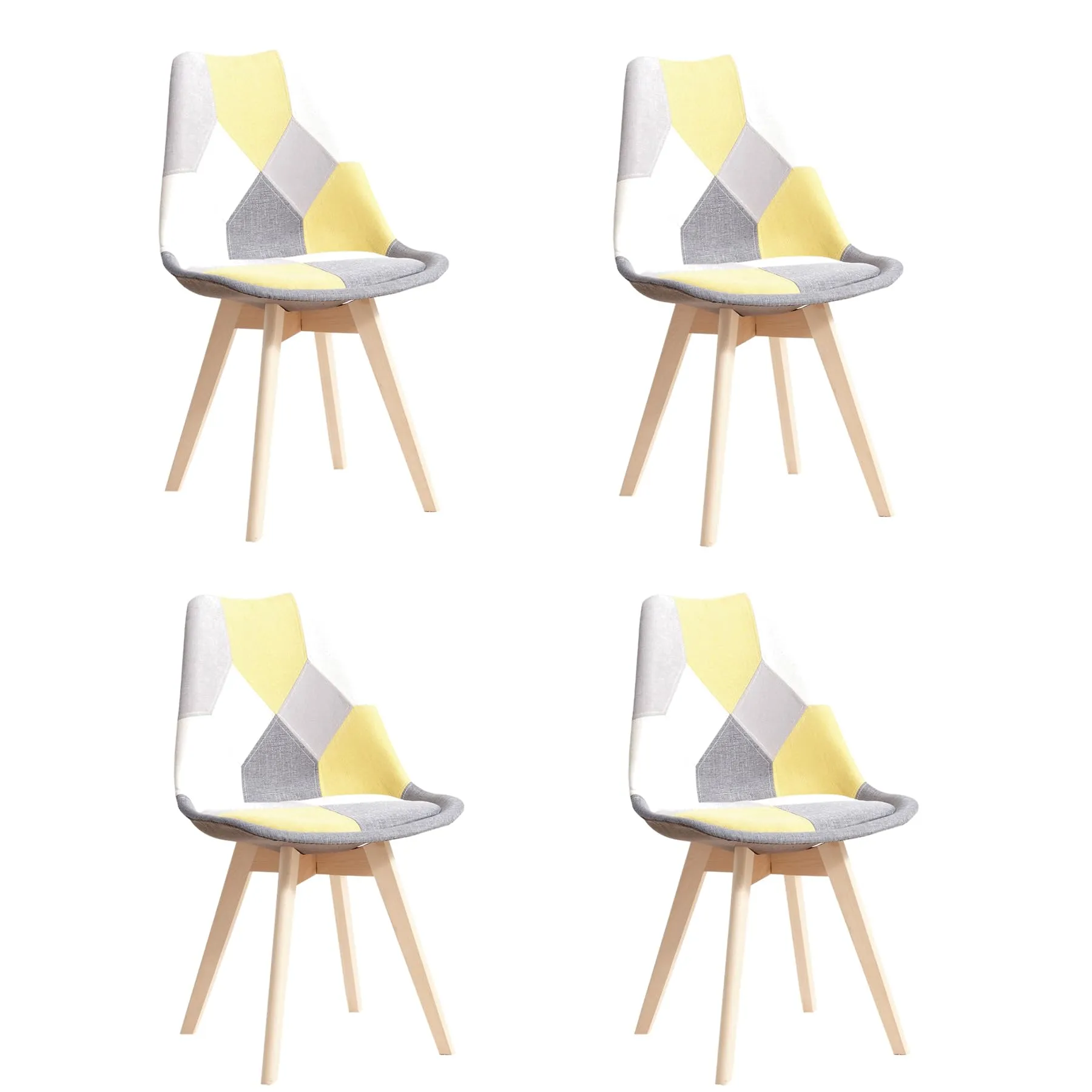 DEYARNA HOME Set di 4 Sedie da Pranzo Imbottite in Lino, Giallo - immagine 1