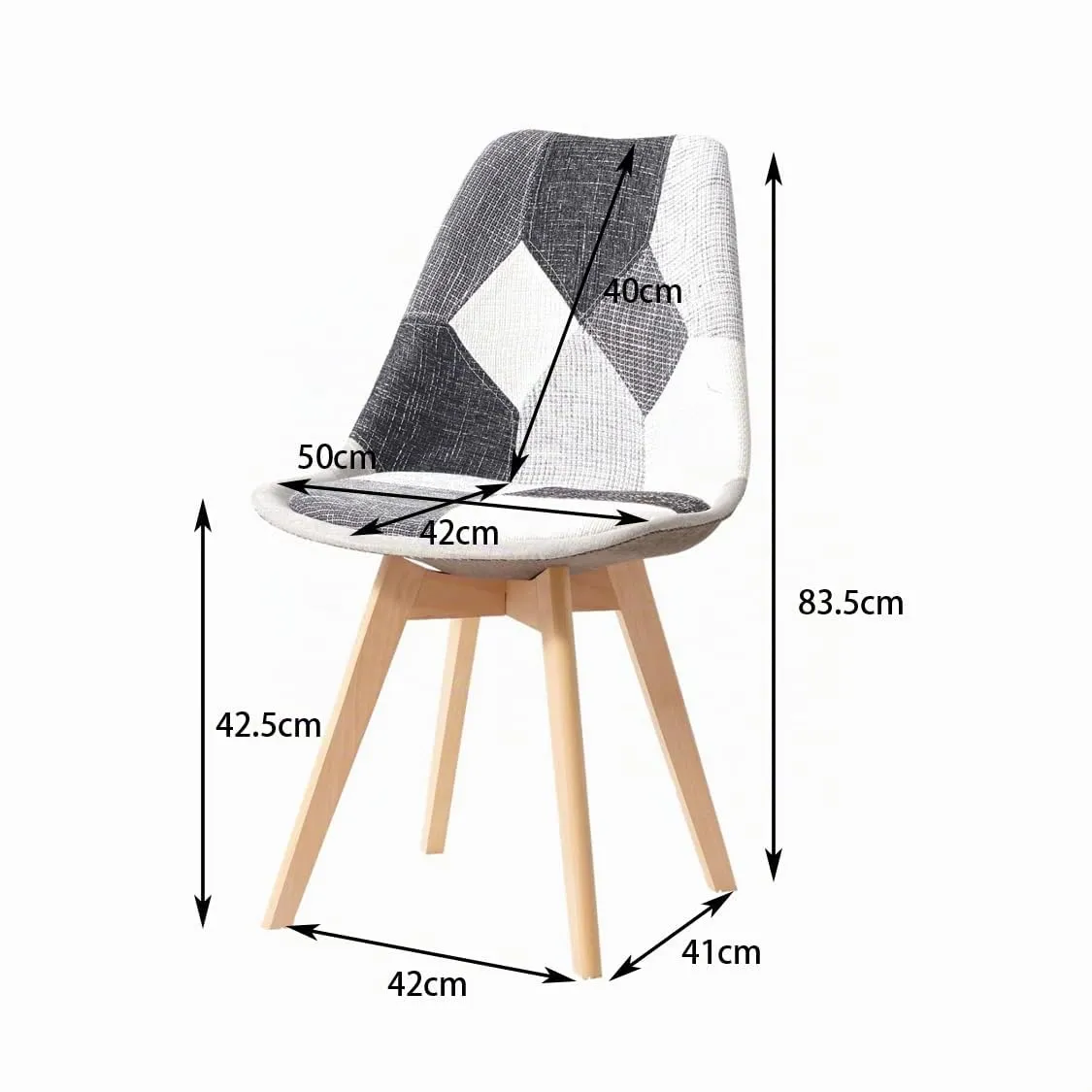 DEYARNA HOME Set di 4 Sedie da Pranzo Imbottite in Lino, Nero - immagine 7