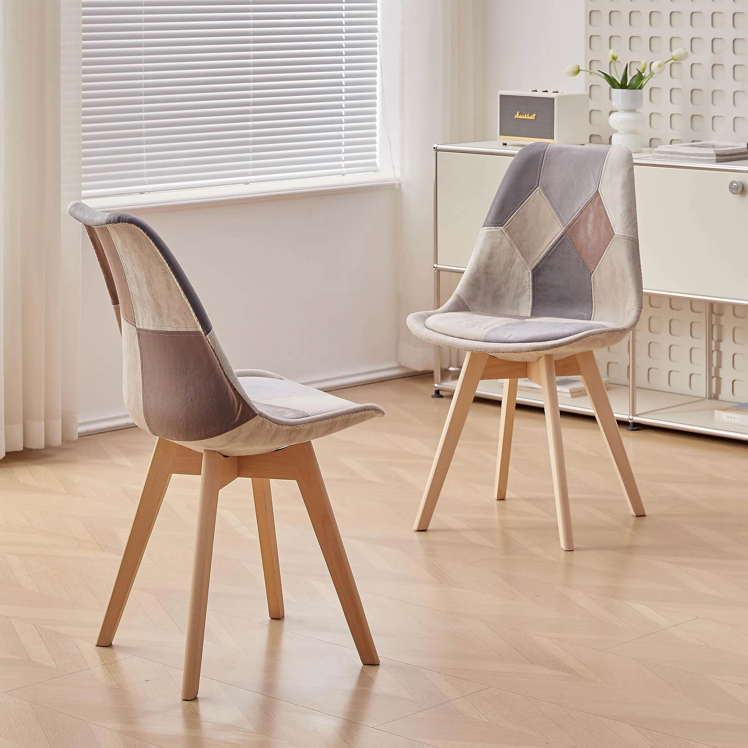 DEYARNA HOME Set di 8 Sedie da Pranzo Imbottite in PU, Marrone - immagine 9