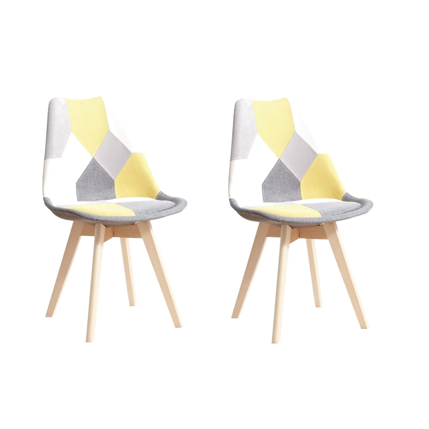 DEYARNA HOME Set di 2 Sedie da Pranzo in Lino, Giallo - immagine 1
