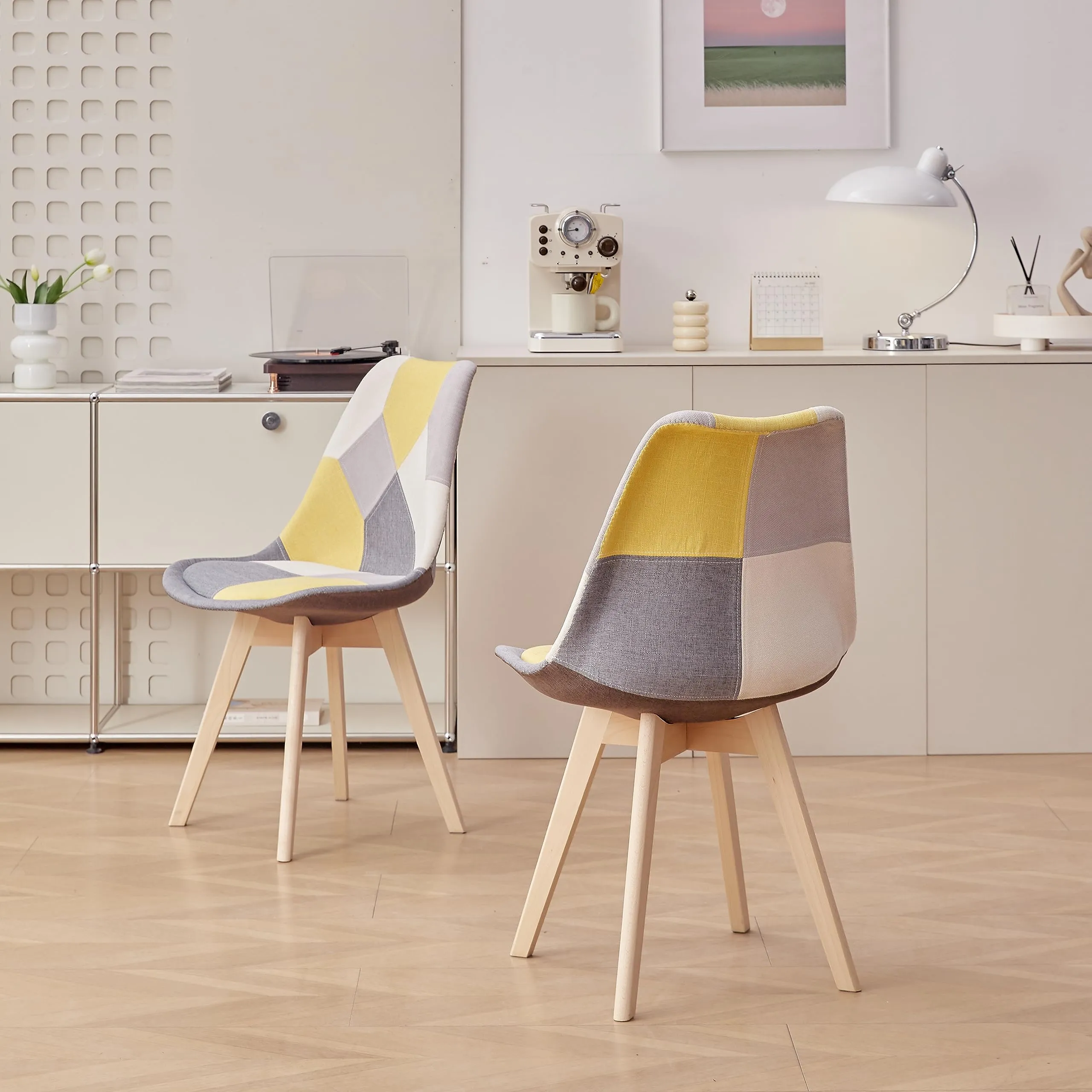 DEYARNA HOME Set di 2 Sedie da Pranzo in Lino, Giallo - immagine 9