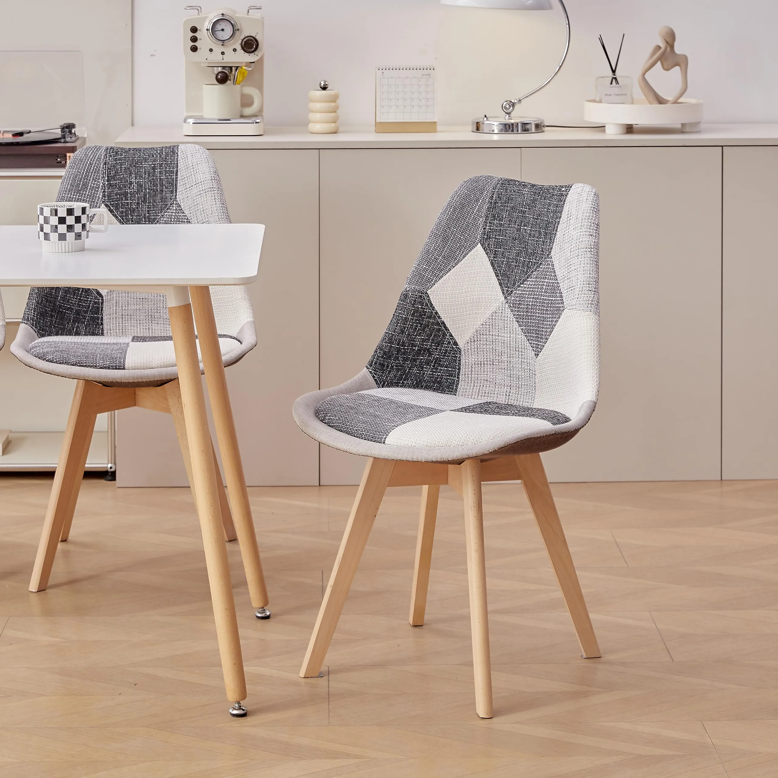 DEYARNA HOME Set di 2 Sedie da Pranzo Imbottite in Lino, Nero - immagine 9