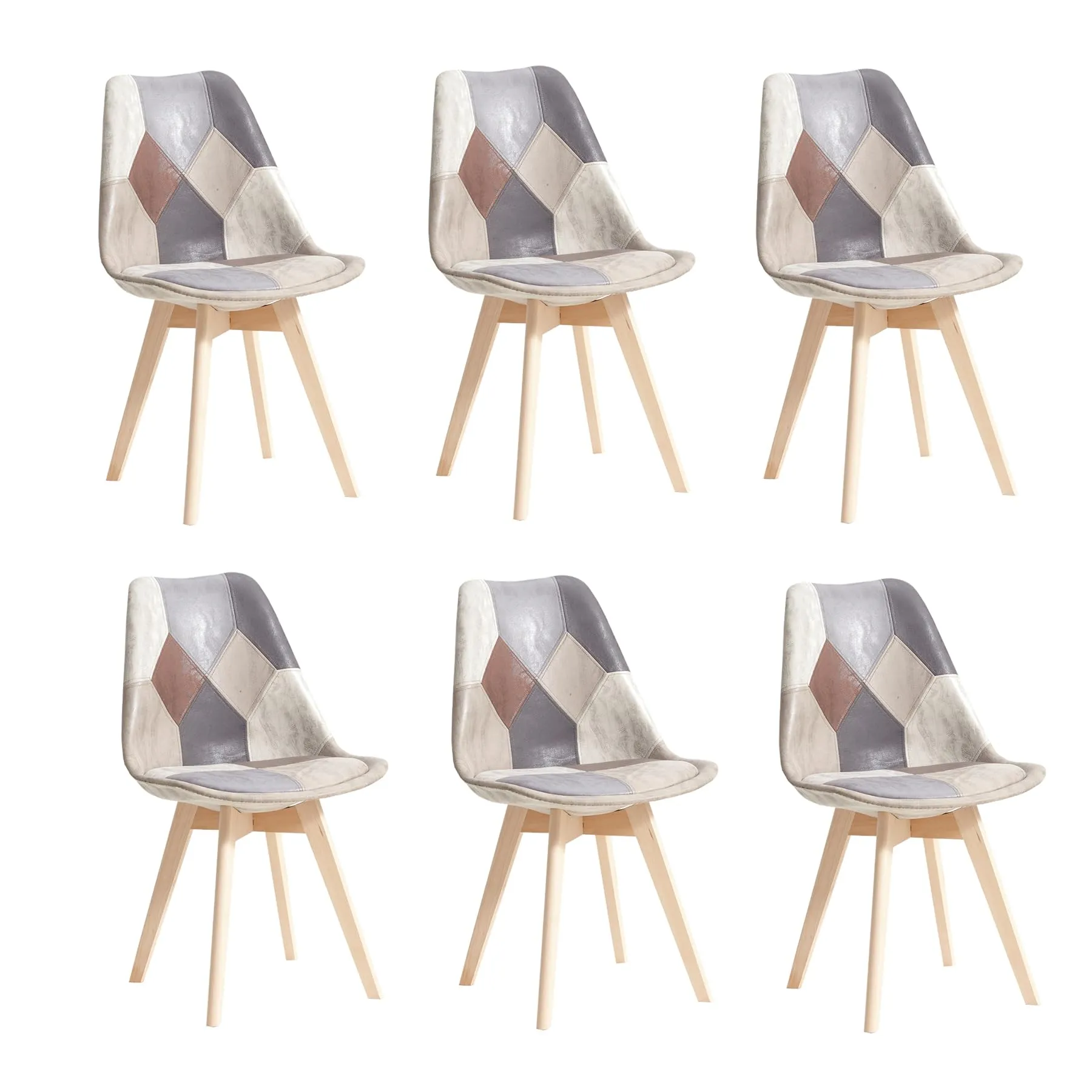DEYARNA HOME Set di 6 Sedie da Pranzo Imbottite in PU, Marrone - immagine 1