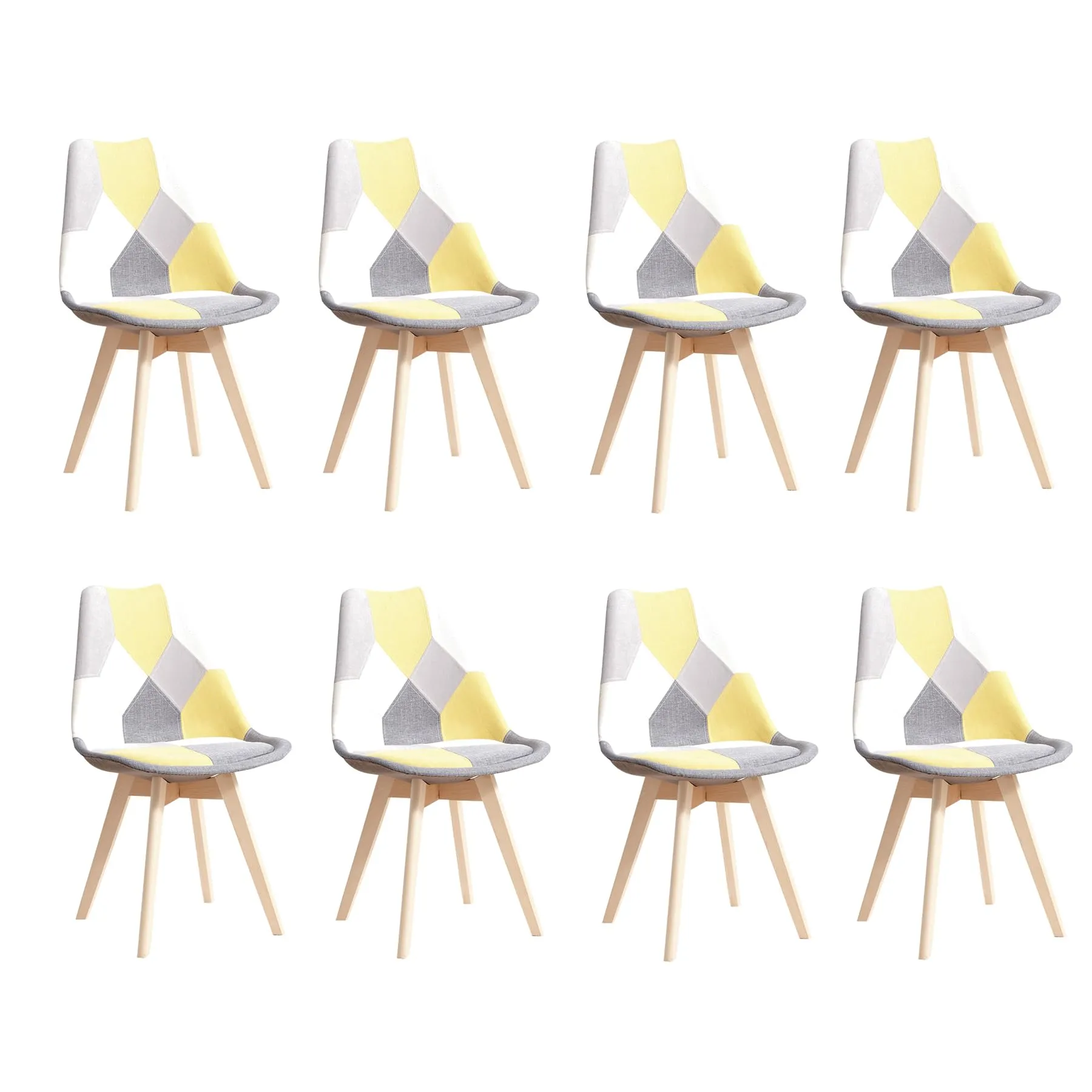 DEYARNA HOME Set di 8 Sedie da Pranzo Imbottite in Lino, Giallo - immagine 1