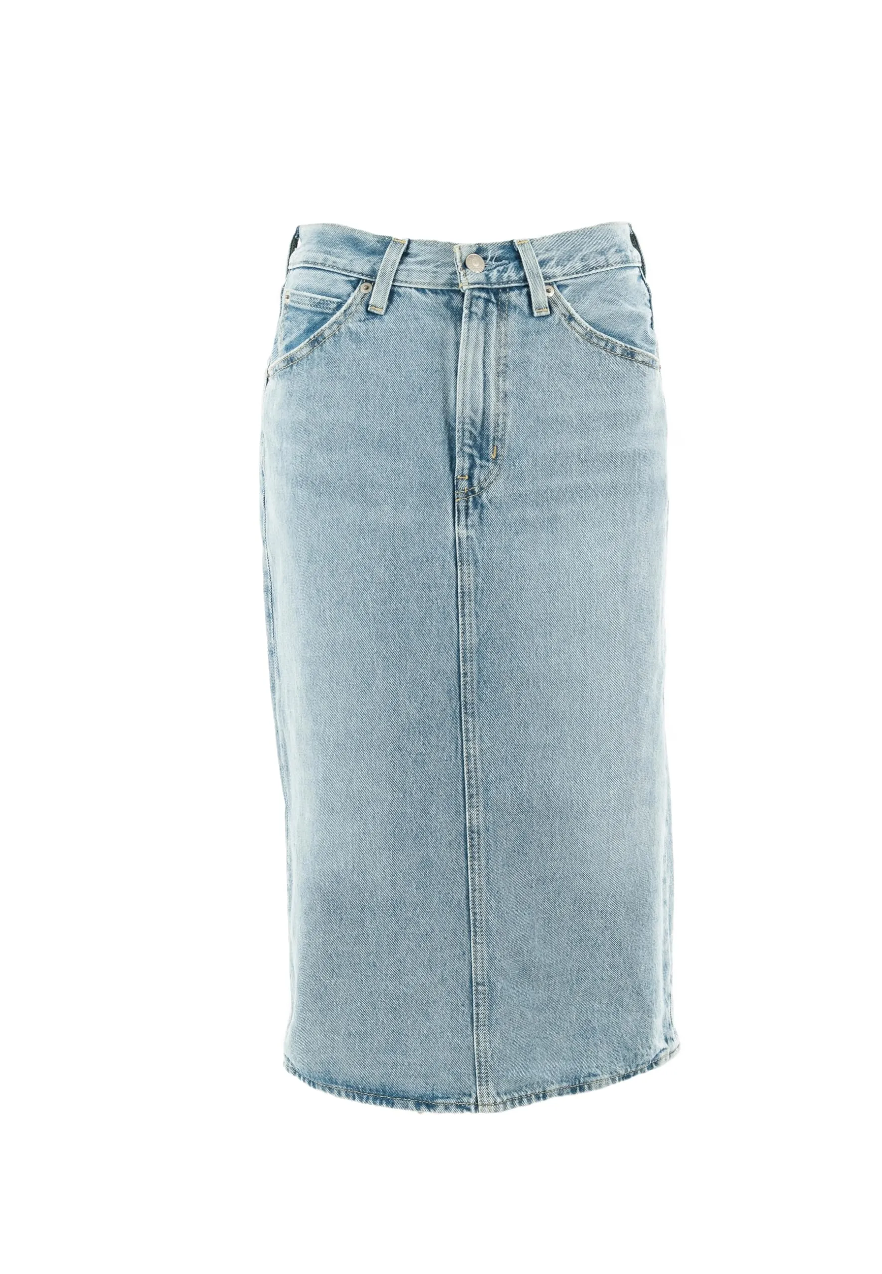 Levi's HR Back Slit Riveting Clean Hem Denim Skirt, 23W - immagine 5