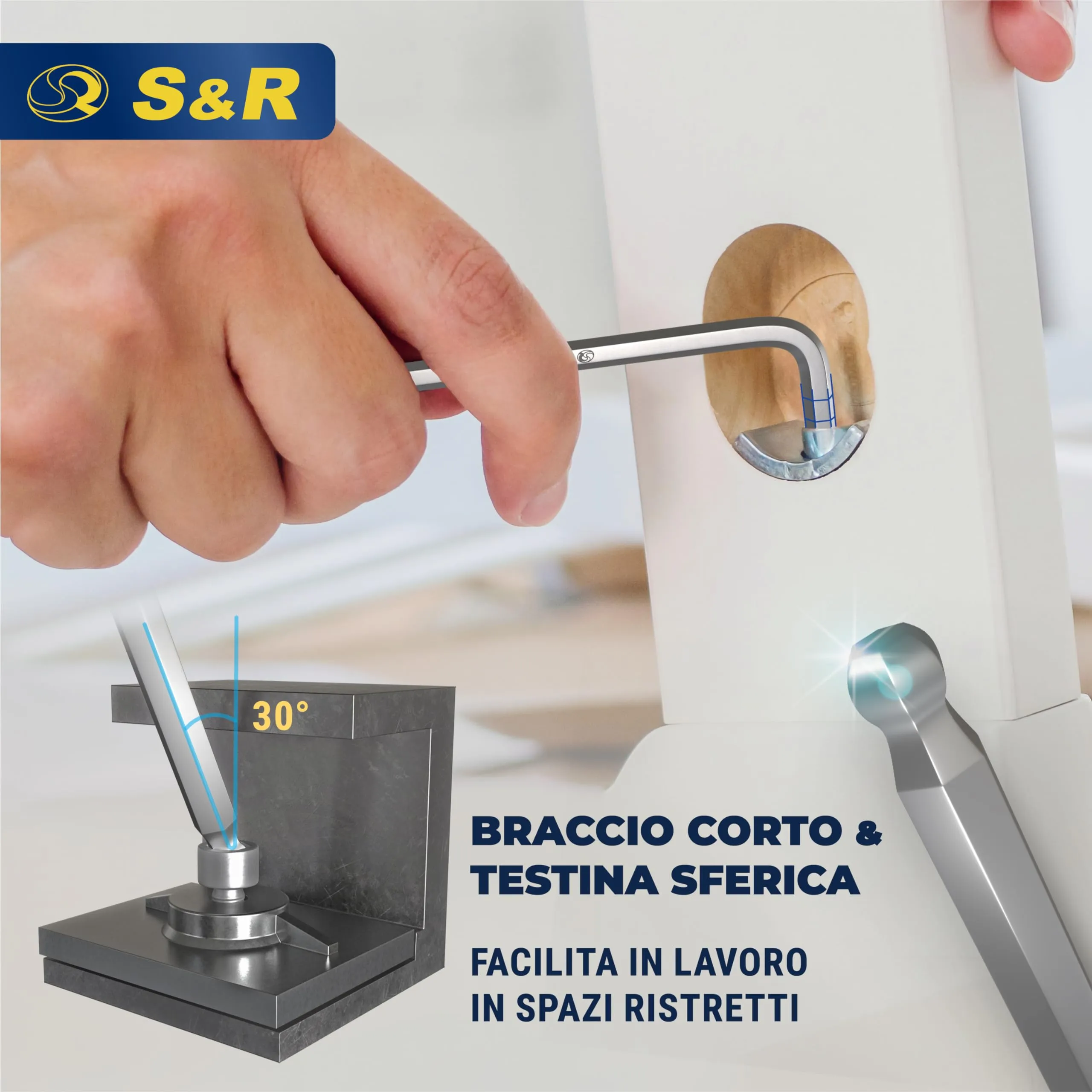 S&R Set di Chiavi a Brugola in Pollici Lunghe con Testa Sferica, 13 Pezzi (0,05" - 3/8") - immagine 6