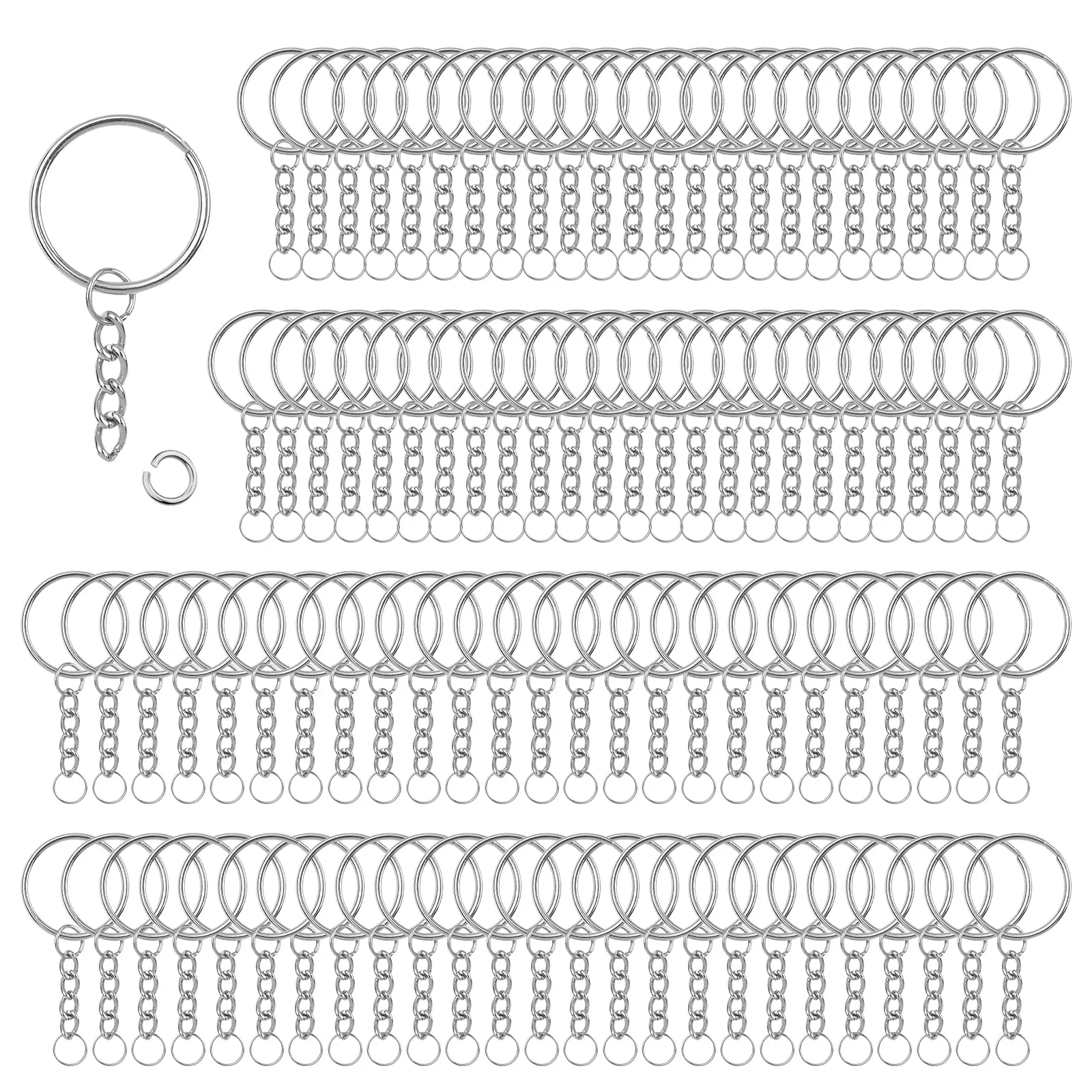 MXTIMWAN Kit 100 Anelli Portachiavi in Acciaio Inox 25 mm, Argento - immagine 1