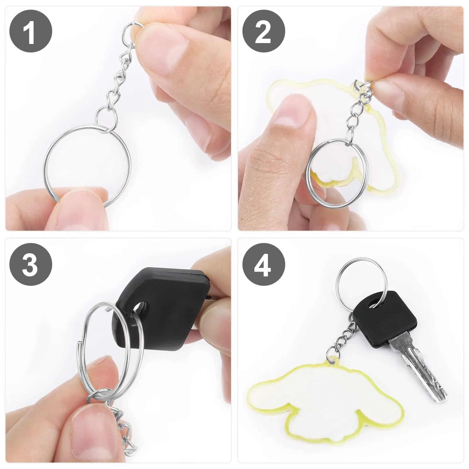 MXTIMWAN Kit 100 Anelli Portachiavi in Acciaio Inox 25 mm, Argento - immagine 4