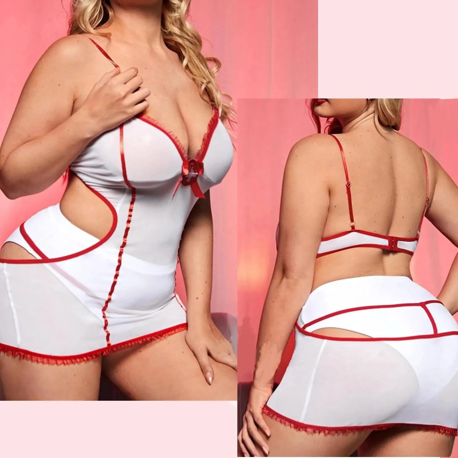 MIZSPISE Costume Cosplay Infermiera Sexy per Donna, Taglia unica - immagine 5