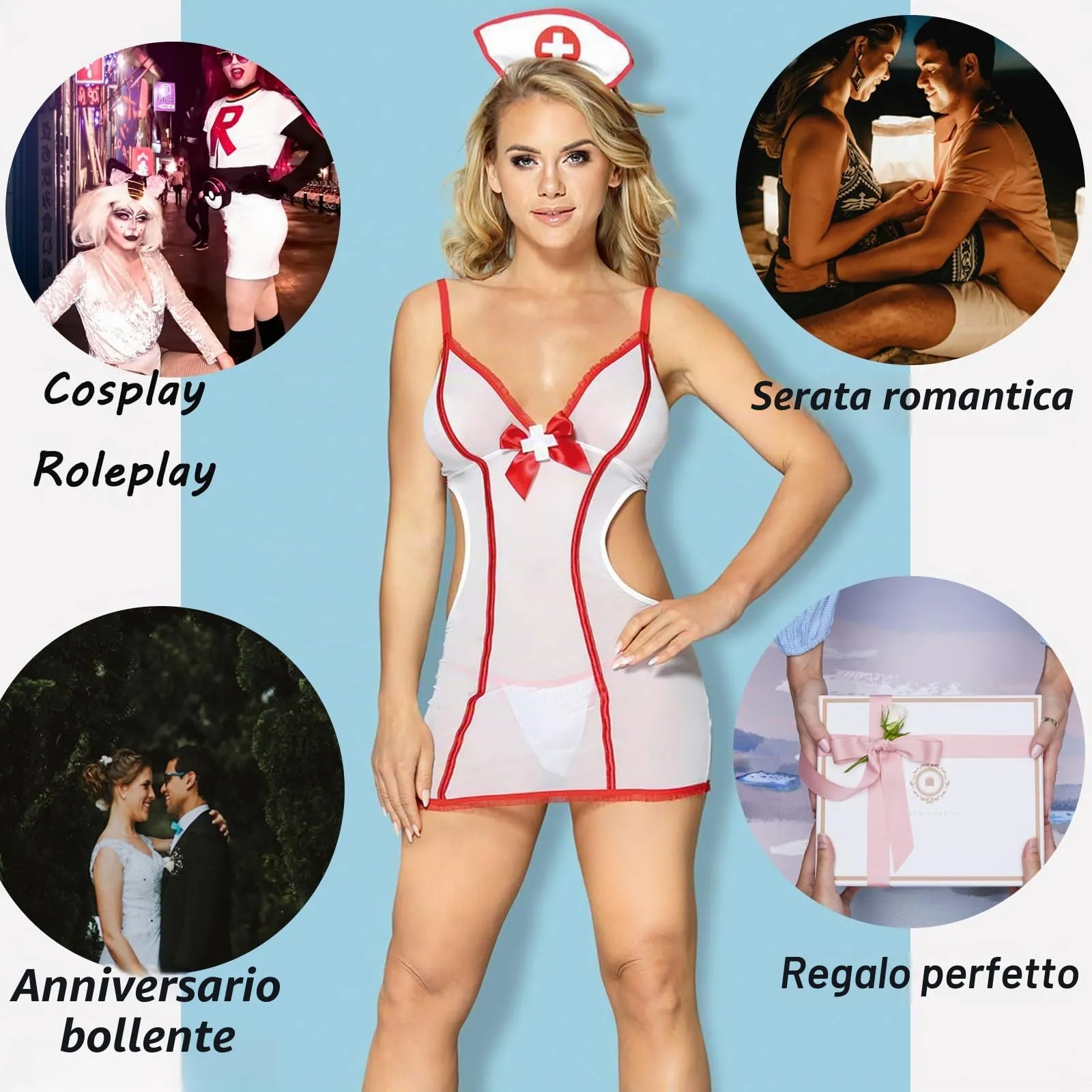 MIZSPISE Costume Cosplay Infermiera Sexy per Donna, Taglia unica - immagine 6