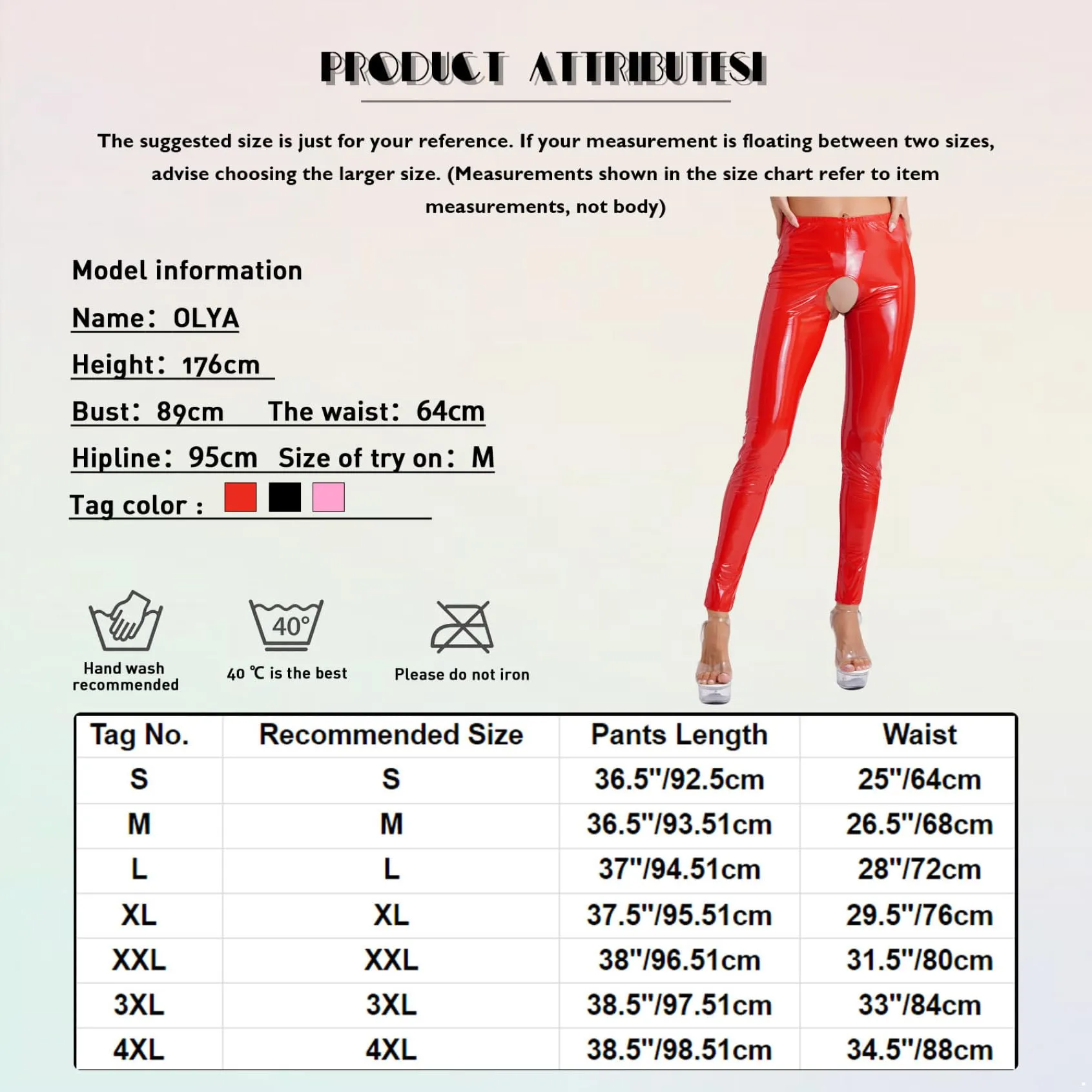 Xnihocha Pantaloni Wetlook in Pelle a Vita Alta Skinny con Apertura all'Inguine, Nero, XL - immagine 4