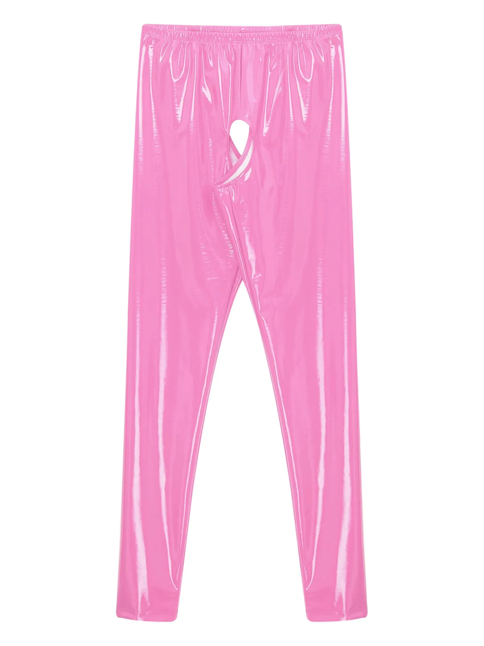 Xnihocha Pantaloni Wetlook in Pelle per Donna, Vita Alta, Leggings Skinny Rosa, S - immagine 5