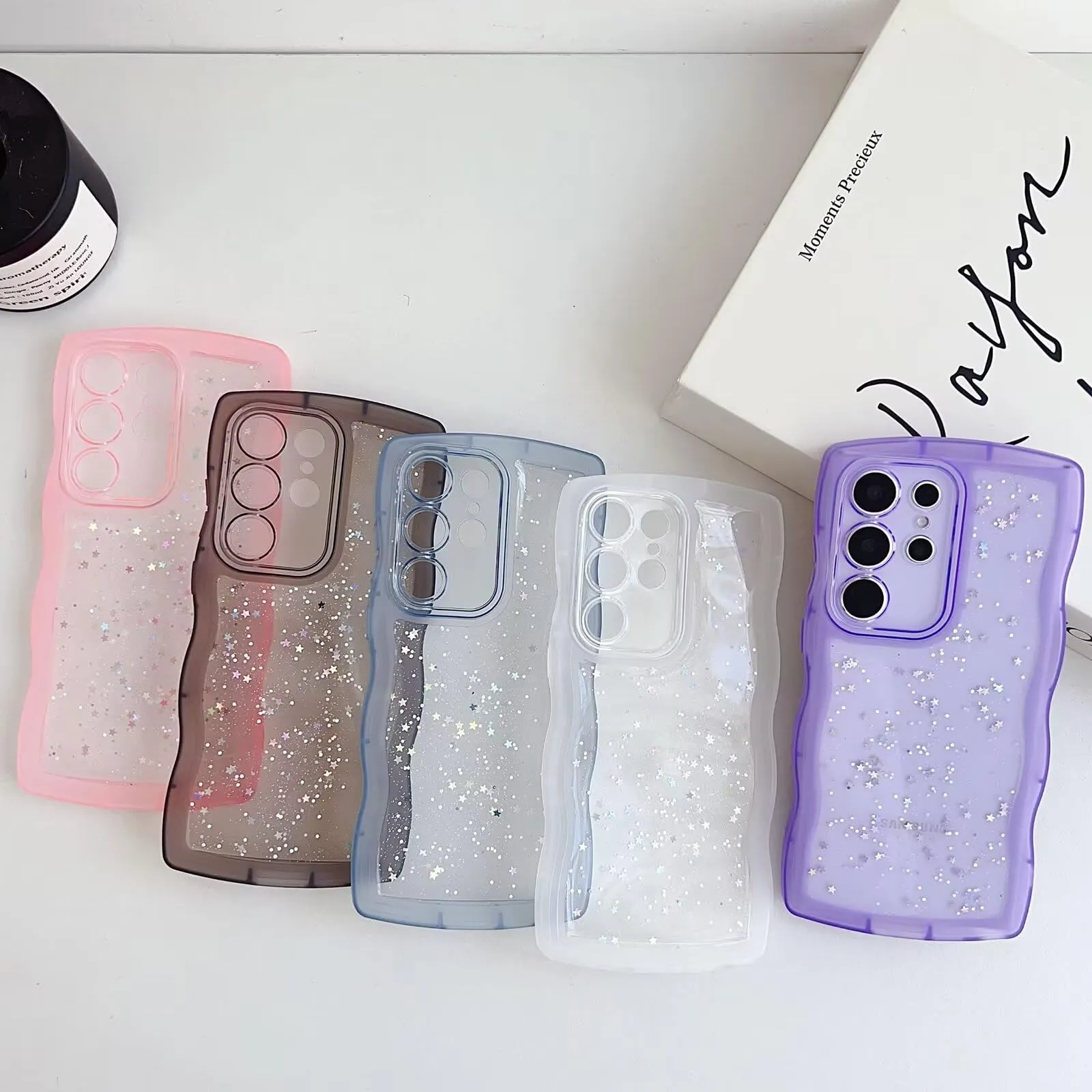 Tivenfezk Nadoli Bling Curly Wave Glitter Case for Samsung Galaxy S23, Blue TPU Protective Cover - immagine 3