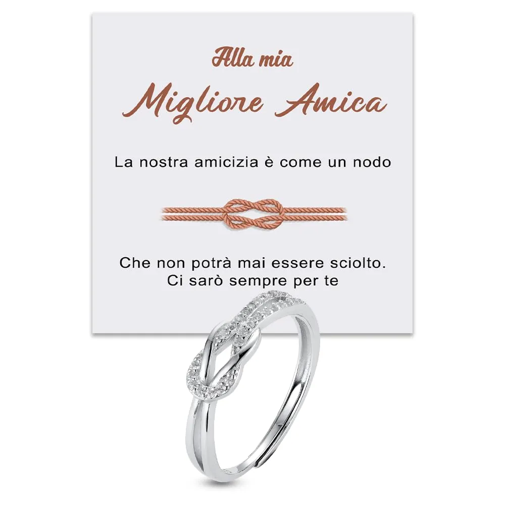 Bramart Anello Nodo Donna in Argento Sterling 925 Regolabile con Cofanetto e Dedica - immagine 1