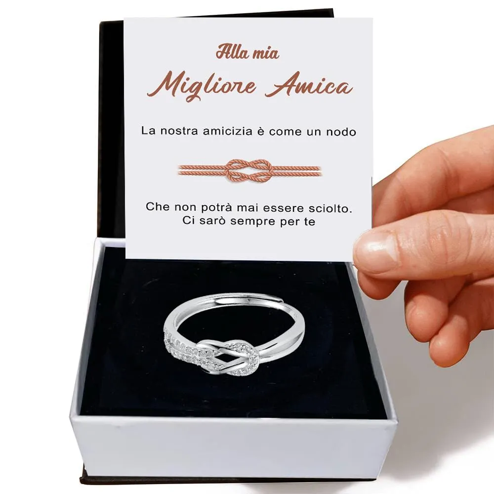 Bramart Anello Nodo Donna in Argento Sterling 925 Regolabile con Cofanetto e Dedica - immagine 2