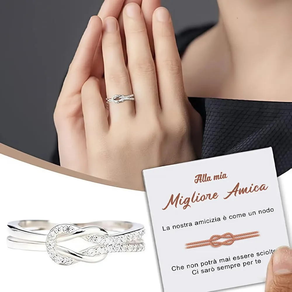 Bramart Anello Nodo Donna in Argento Sterling 925 Regolabile con Cofanetto e Dedica - immagine 6