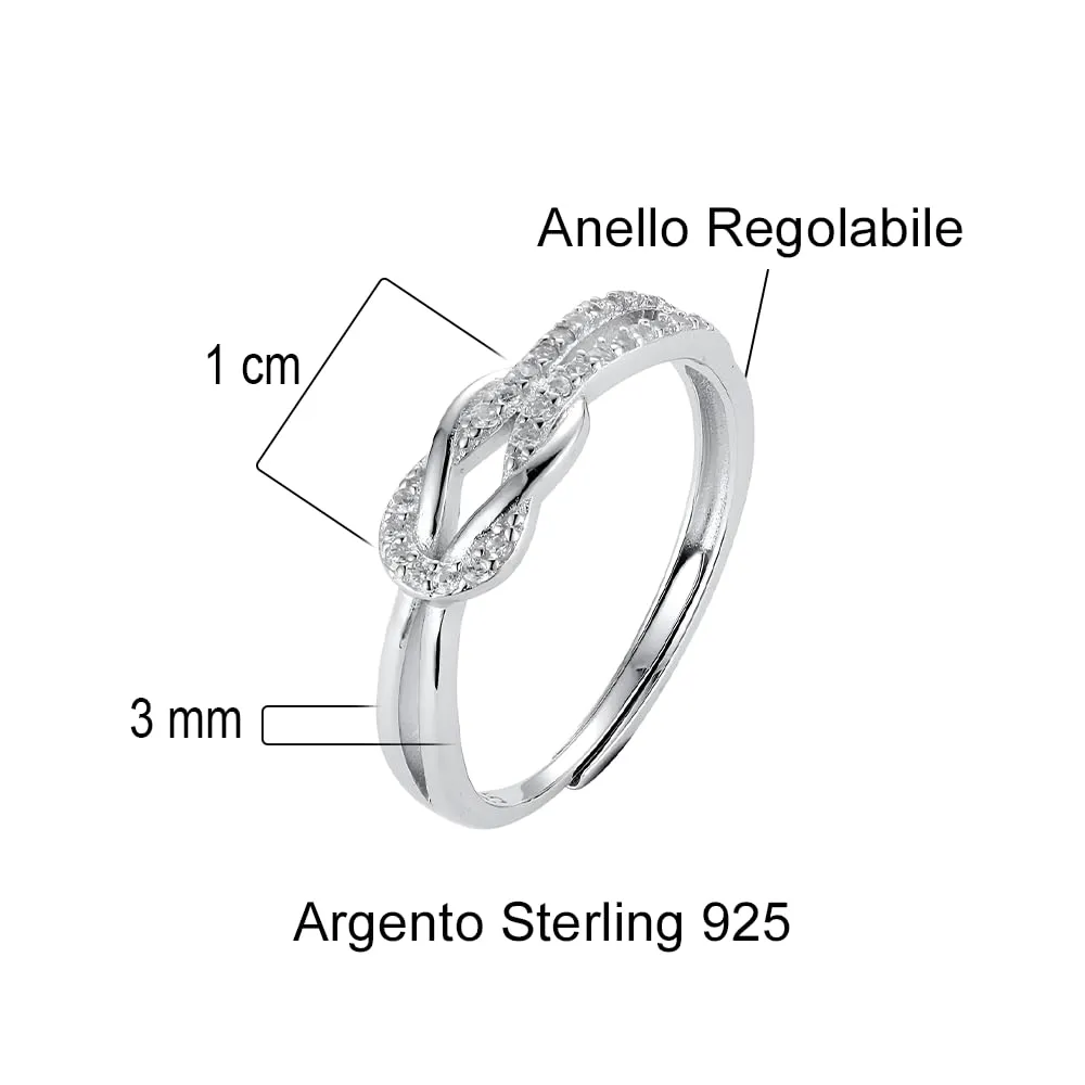 Bramart Anello Nodo Donna in Argento Sterling 925 Regolabile con Cofanetto e Dedica - immagine 7